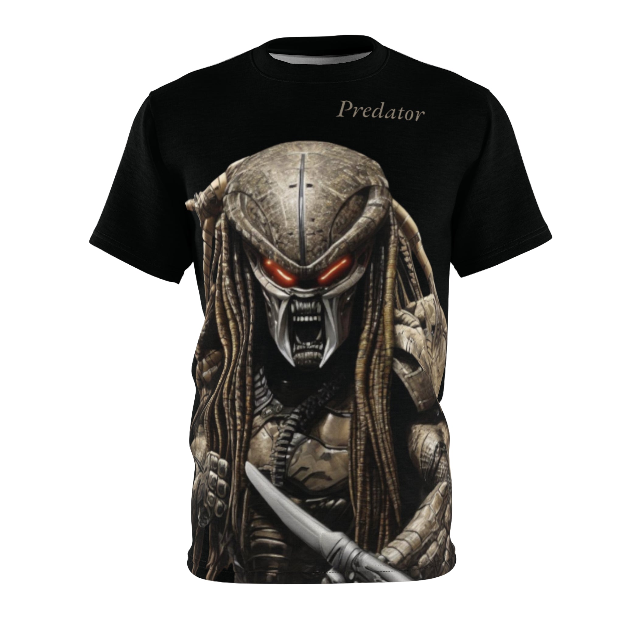 Predator artificial intelligence image t-shirt, black  color for men cut and sew: stylish casual t-shirt,