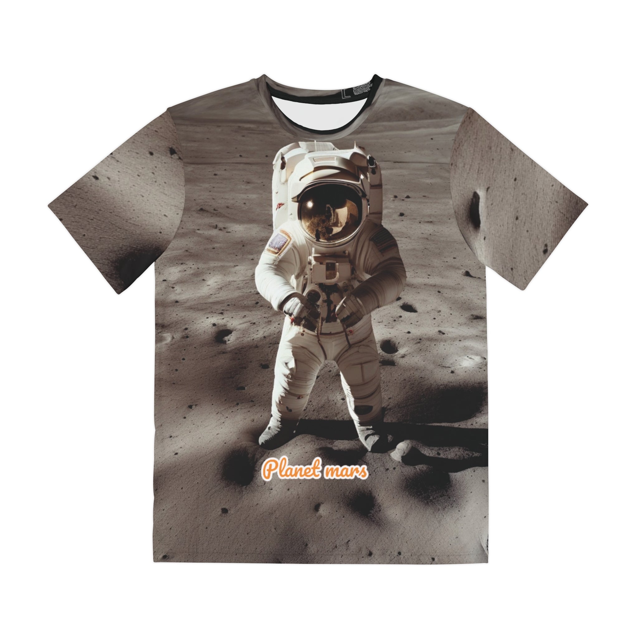Mars Polyester Tee for Space Fans,with a beautiful image of the planet Mars