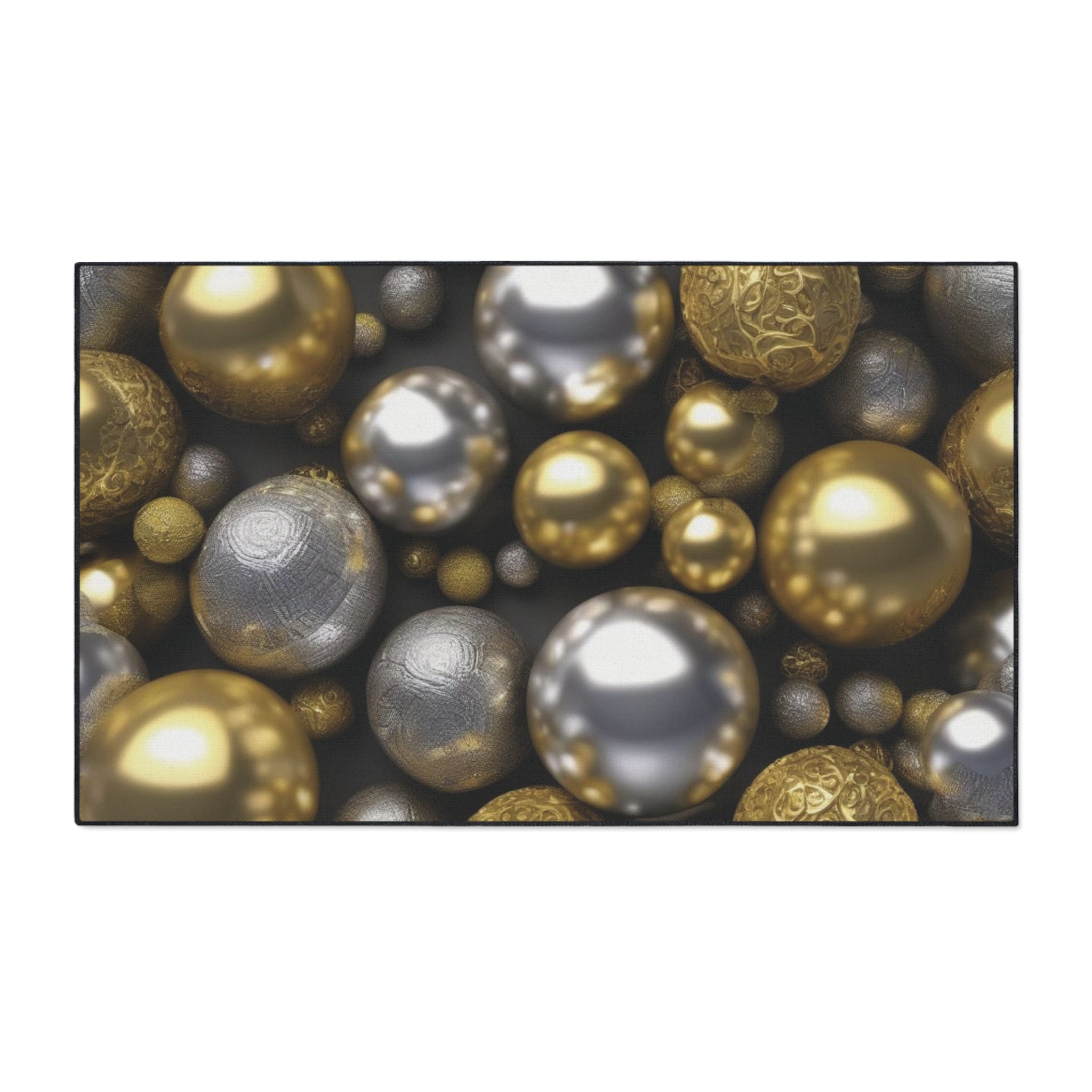 Floor Mat - Cute Gold and Silver Colored Balls Design - Ideal Gift 