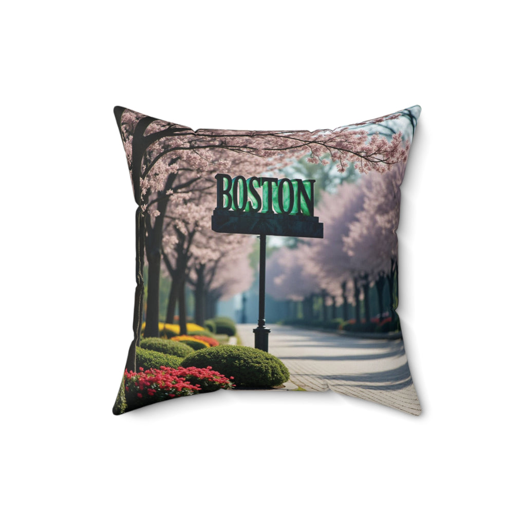 Boston Cherry Blossom Decorative Pillow
