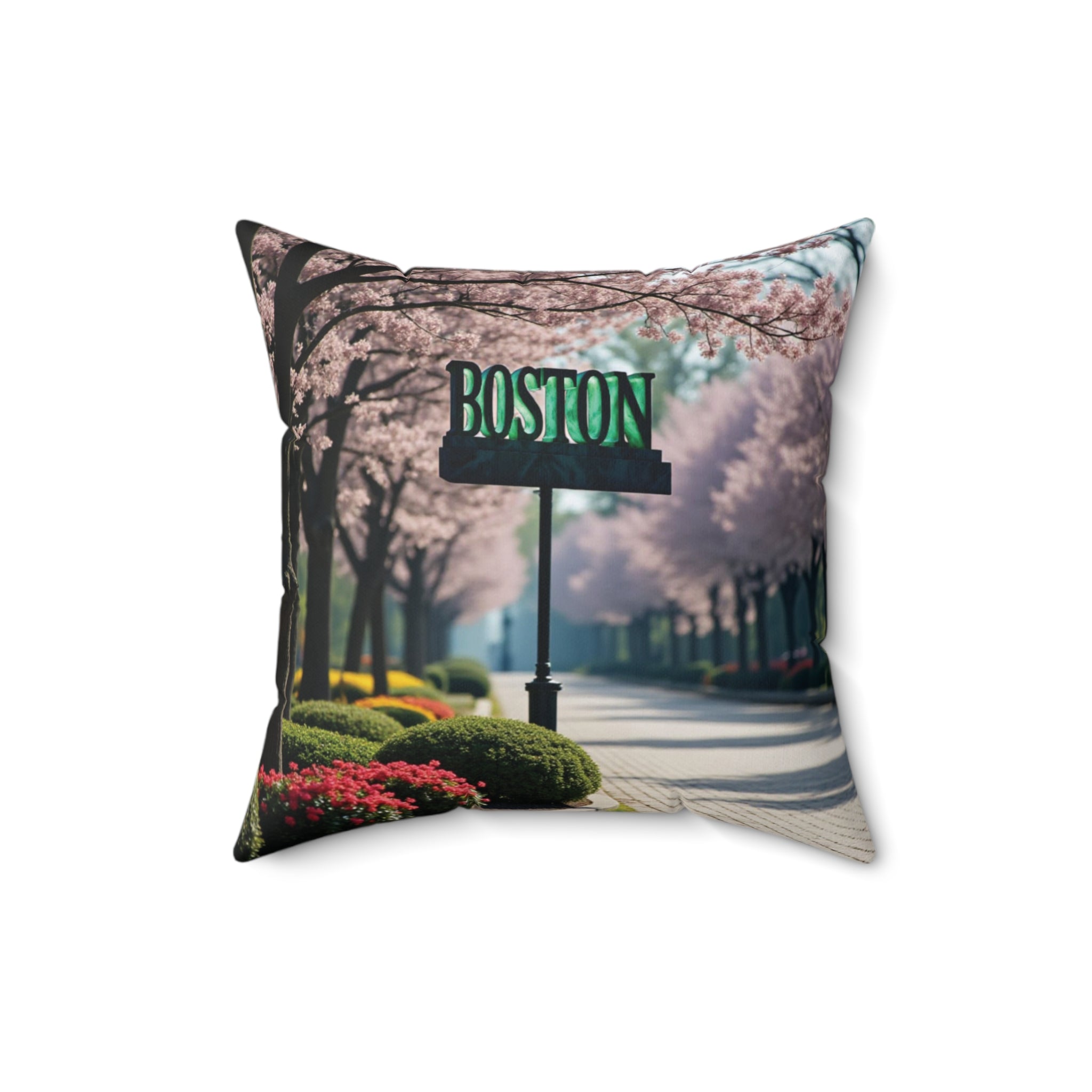 Boston Cherry Blossom Decorative Pillow