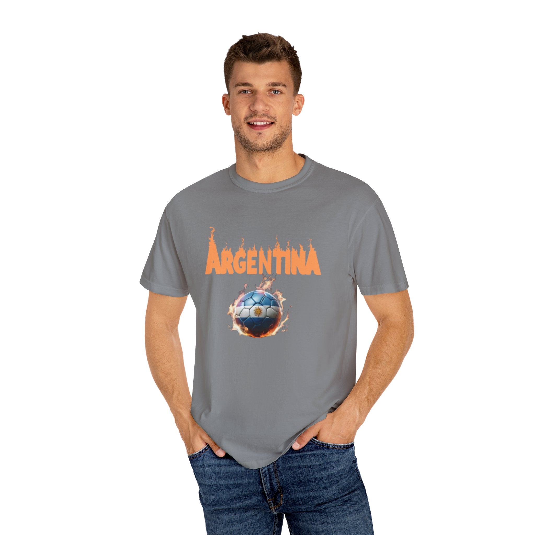 Camiseta Argentina de Fútbol Fuego - Estilo Vintage Unisex