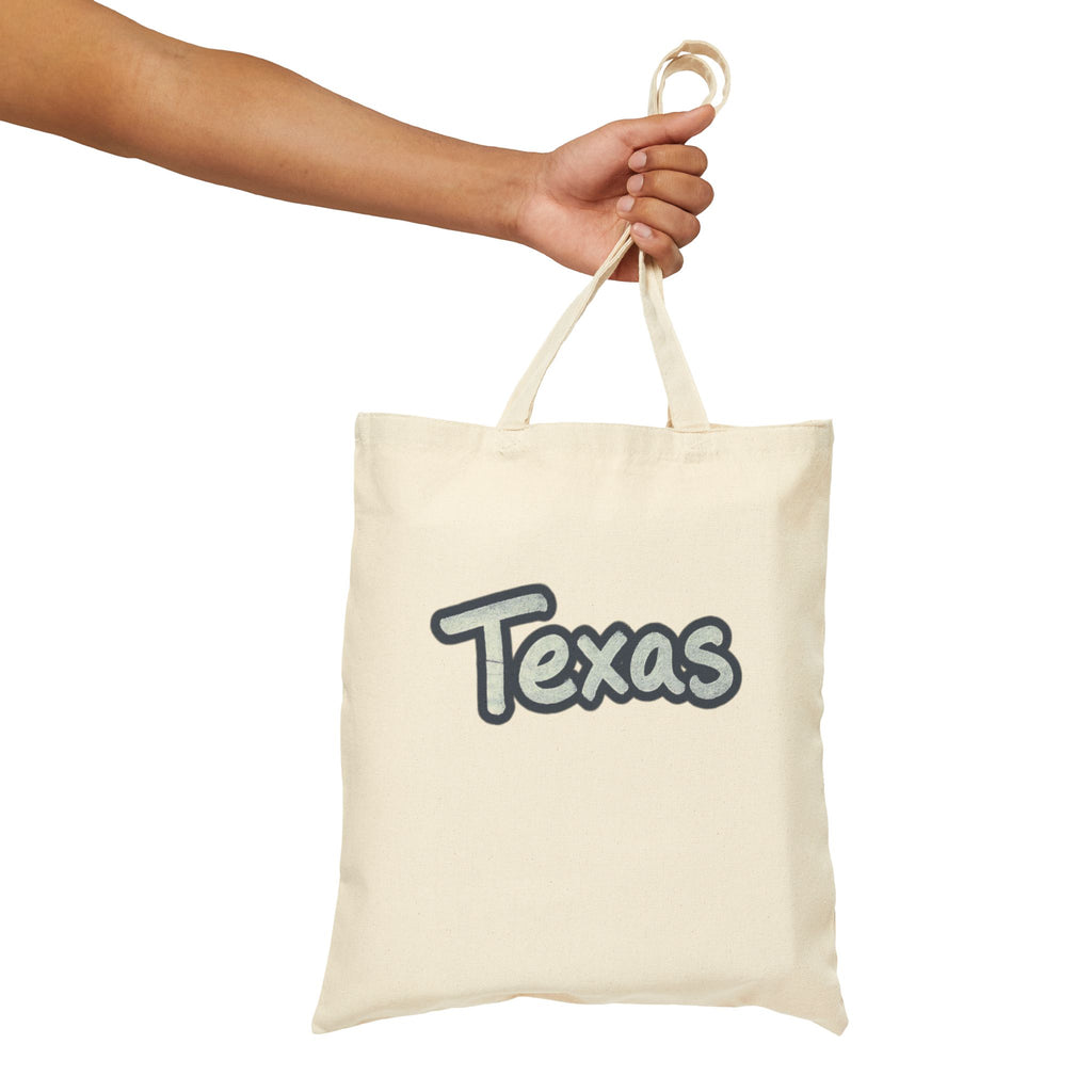 Texas Script Canvas Tote — Eco Cotton Grocery & Market Bag