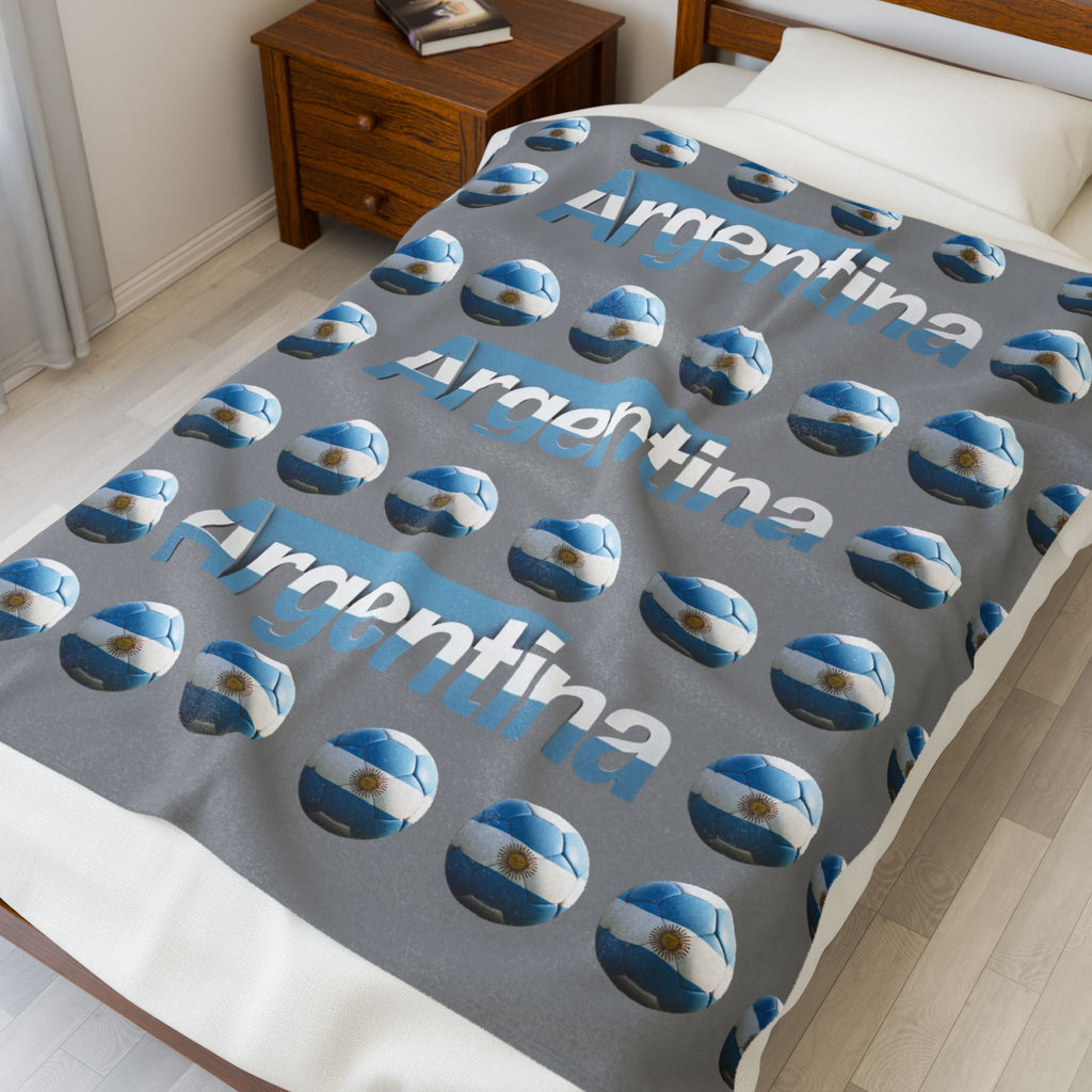 Manta de terciopelo de muchas bolas de soccer- Diseño argentino