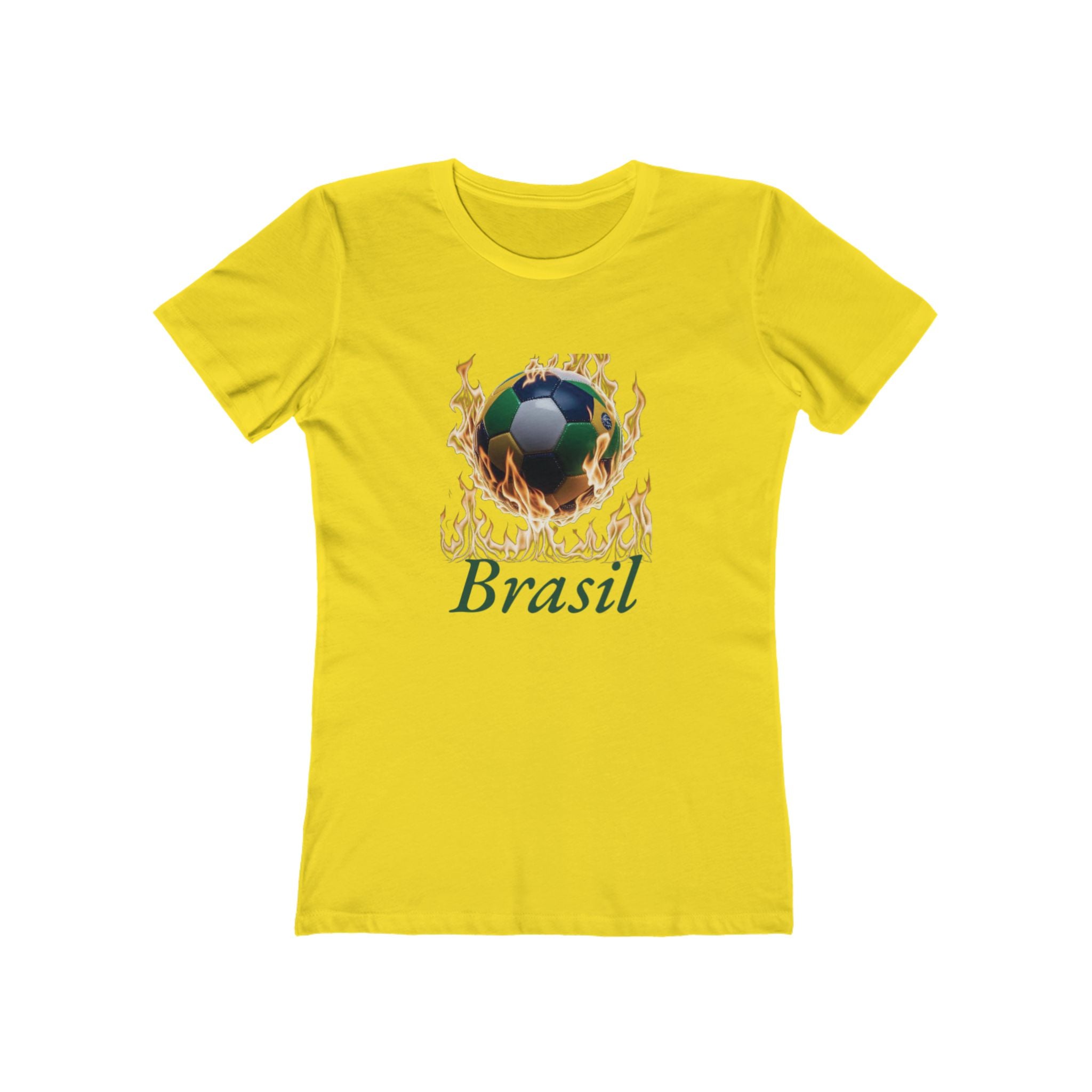 Camiseta feminina Flame Soccer Brazil Boyfriend - Camiseta casual e estilosa para fãs de esportes