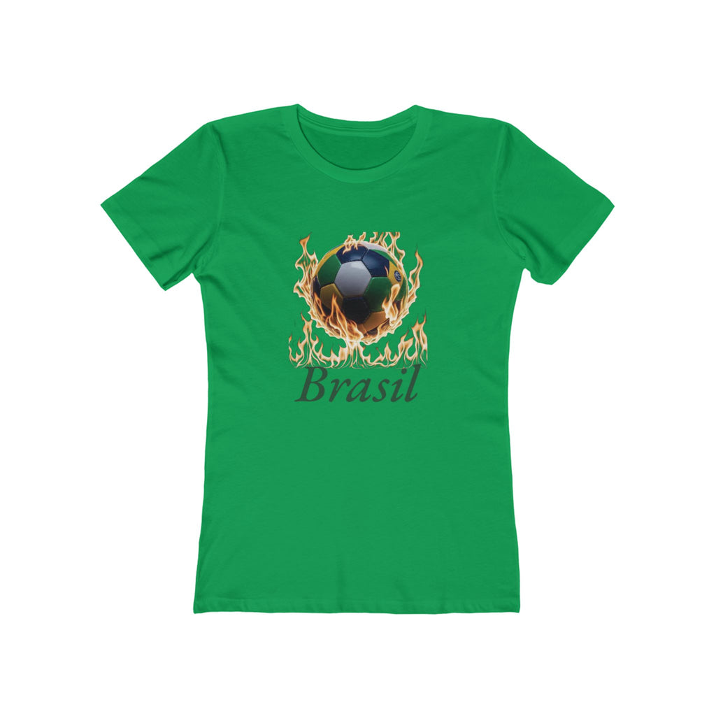 Camiseta feminina Flame Soccer Brazil Boyfriend - Camiseta casual e estilosa para fãs de esportes
