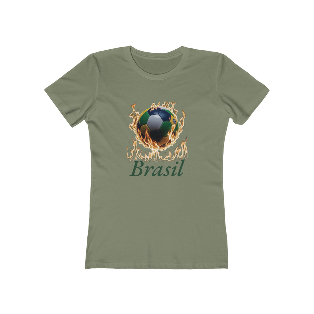 Camiseta feminina Flame Soccer Brazil Boyfriend - Camiseta casual e estilosa para fãs de esportes