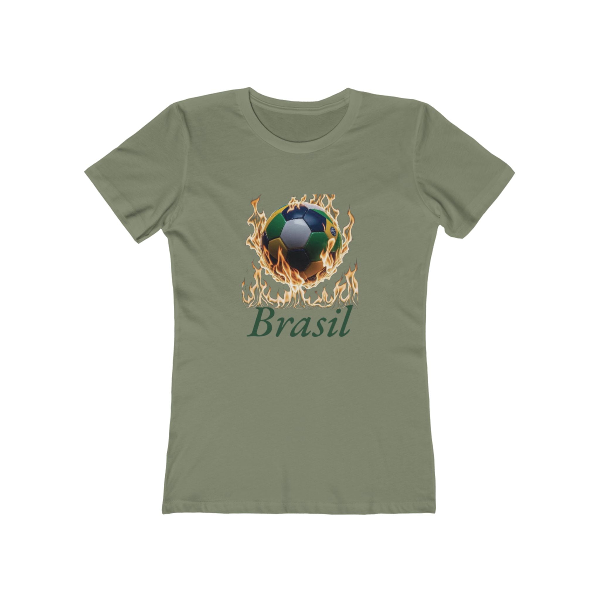 Camiseta feminina Flame Soccer Brazil Boyfriend - Camiseta casual e estilosa para fãs de esportes