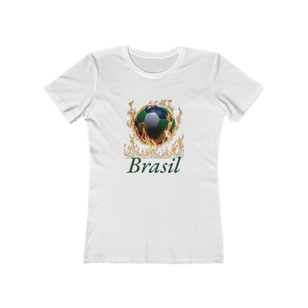 Camiseta feminina Flame Soccer Brazil Boyfriend - Camiseta casual e estilosa para fãs de esportes