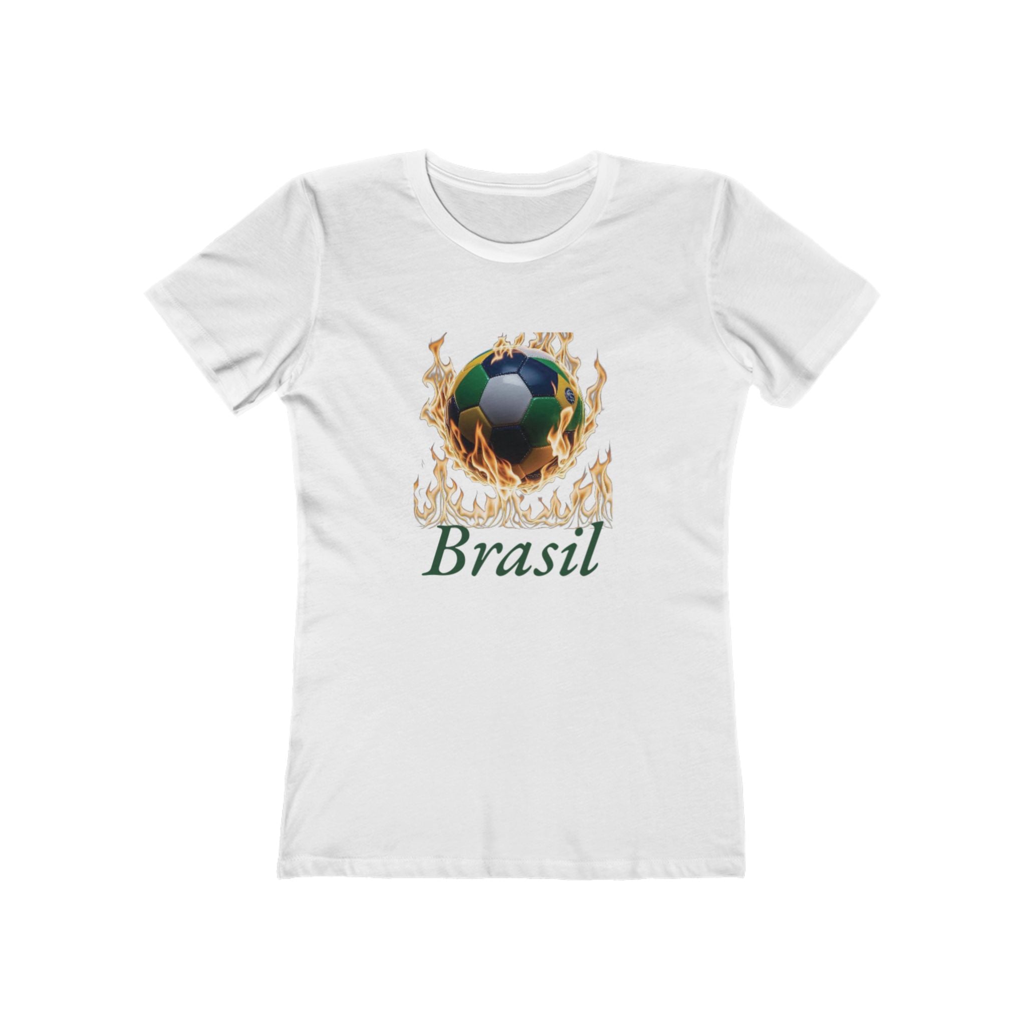 Camiseta feminina Flame Soccer Brazil Boyfriend - Camiseta casual e estilosa para fãs de esportes