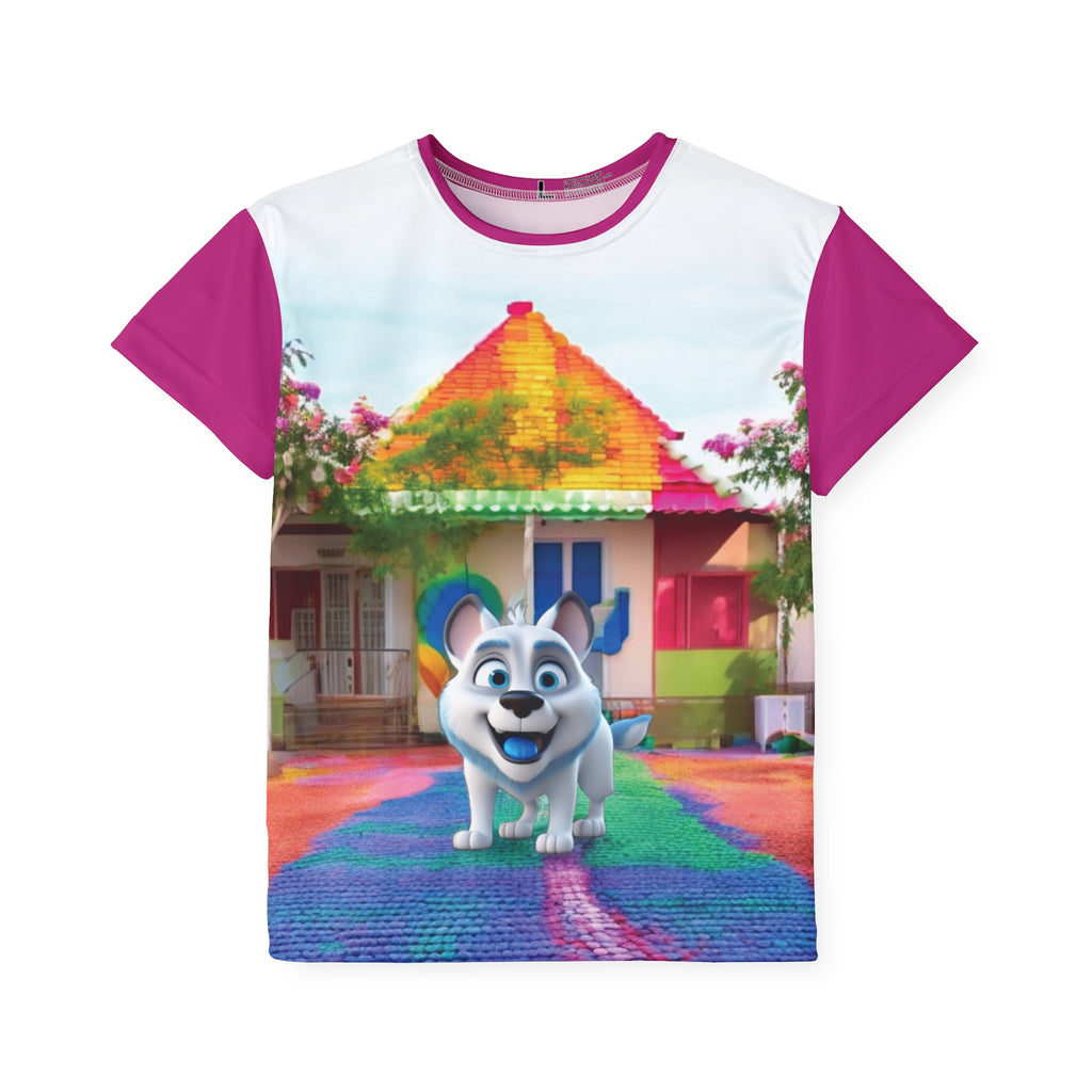 Kids T-Shirt Dog Near Colorful House Gift for Any Occasion