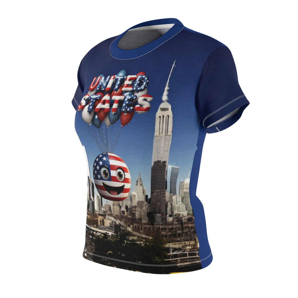 Patriotic Women's Cut & Sew Tee - USA Flag Balloons Design