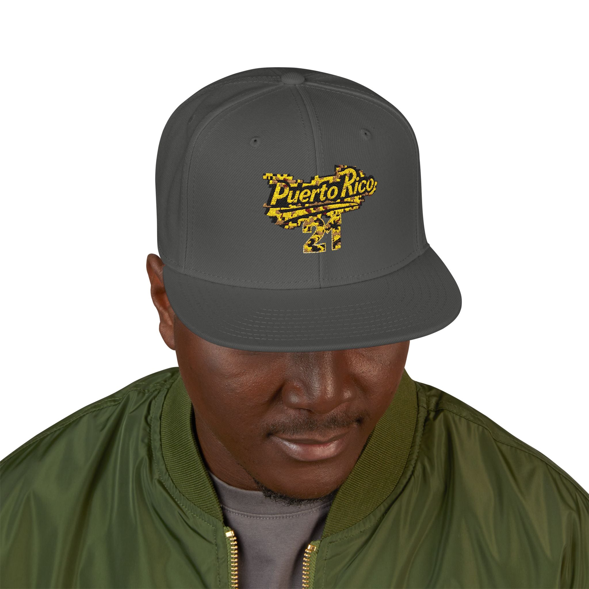 Gorra Snapback Puerto Rico 21: elegante gorra bordada para celebraciones de verano