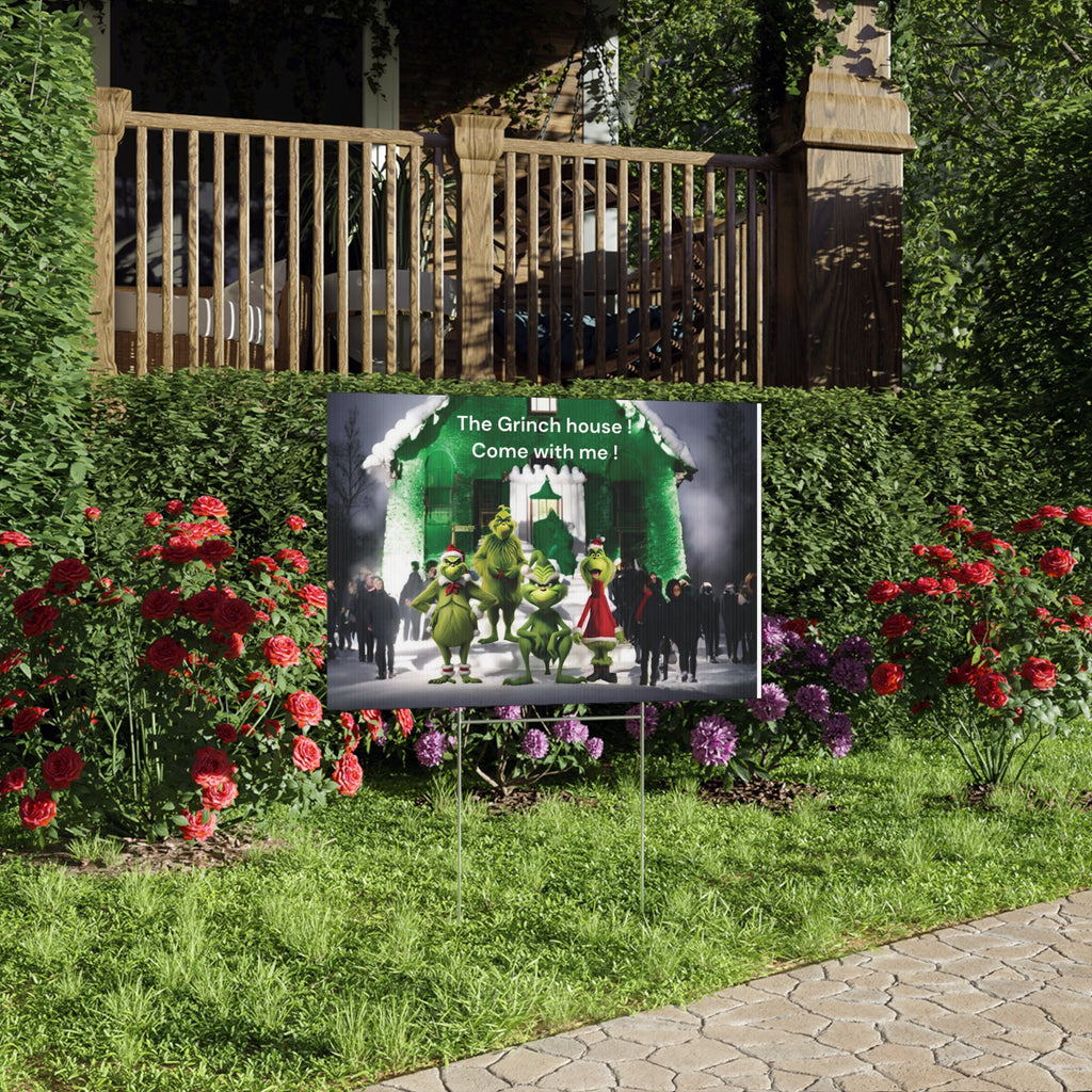 Lawn Sign - Grinch's House Christmas Decoration ( image  AI )
