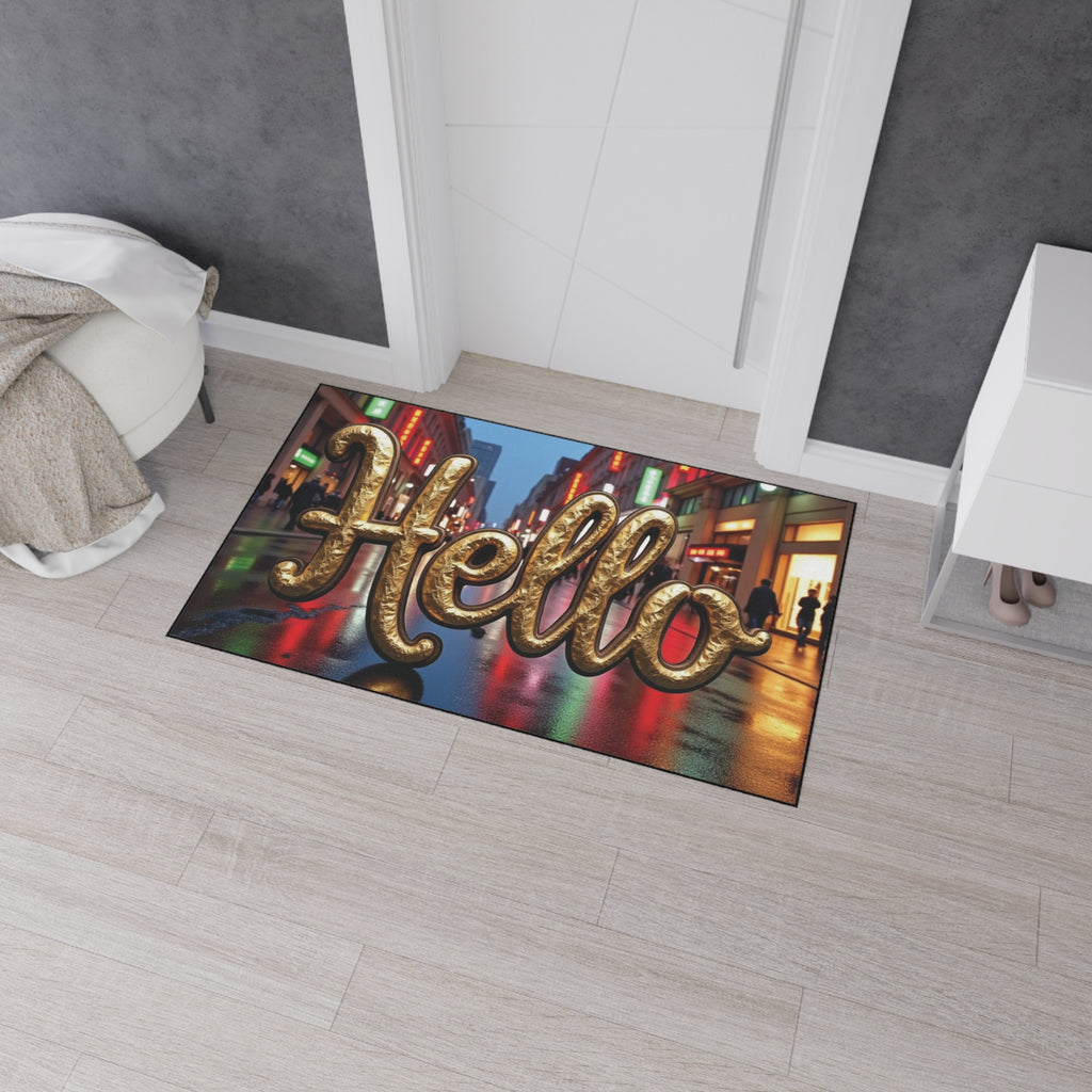 Hello Floor Mat - Heavy Duty Entrance Rug for Home &amp; Office Décor