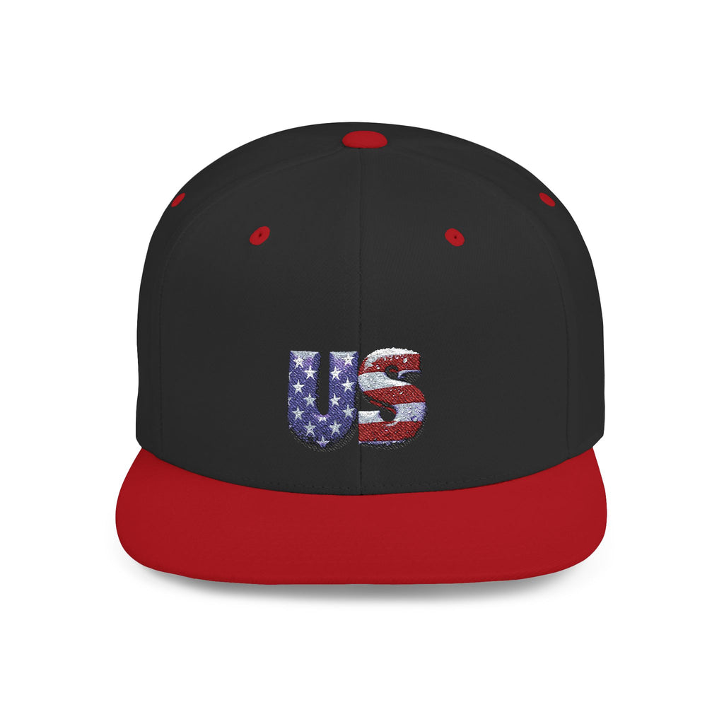 Patriotic Flat Bill Snapback Hat - 'US' Design