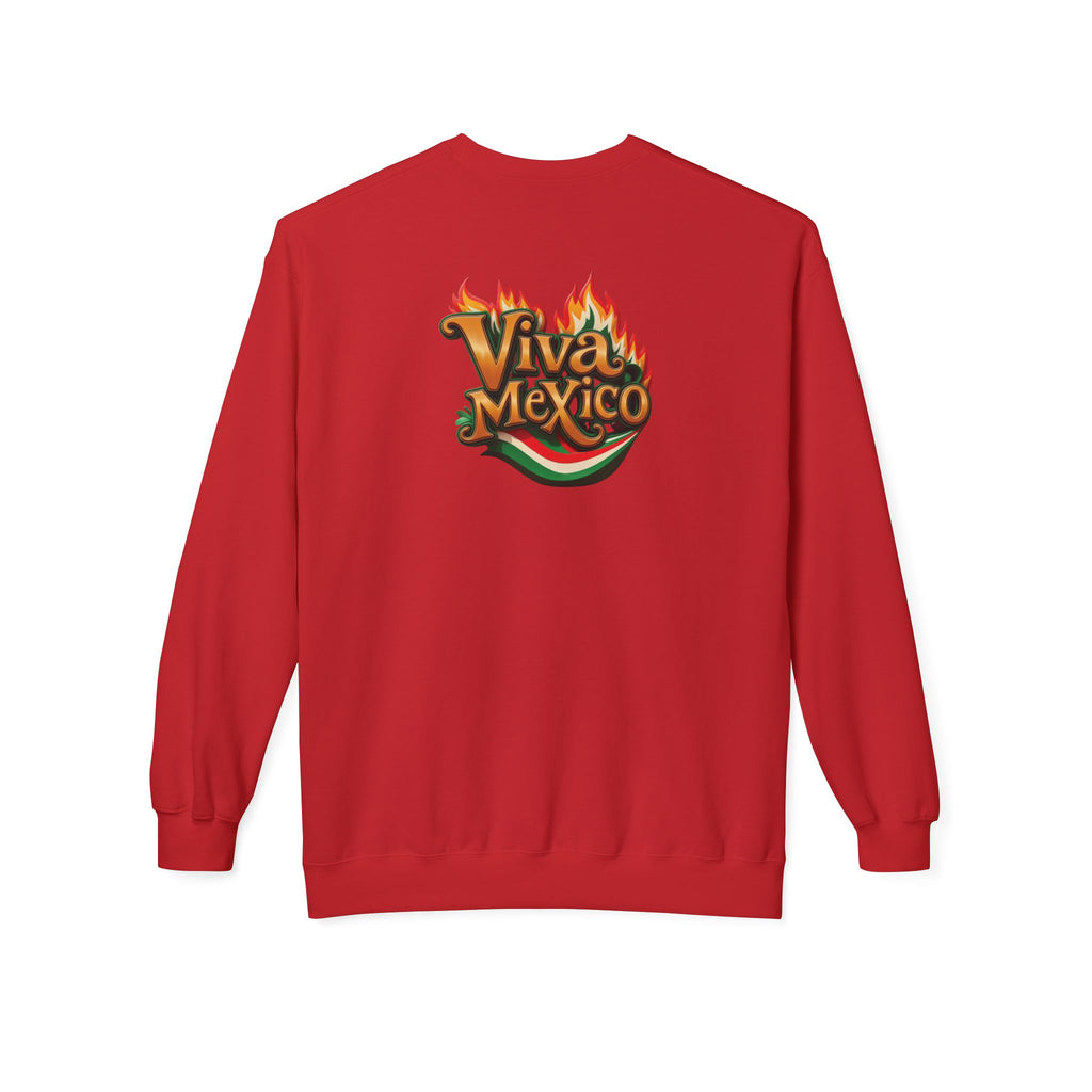 Viva Mexico Fleece Crewneck Sweatshirt - Fun Chili Pepper Design