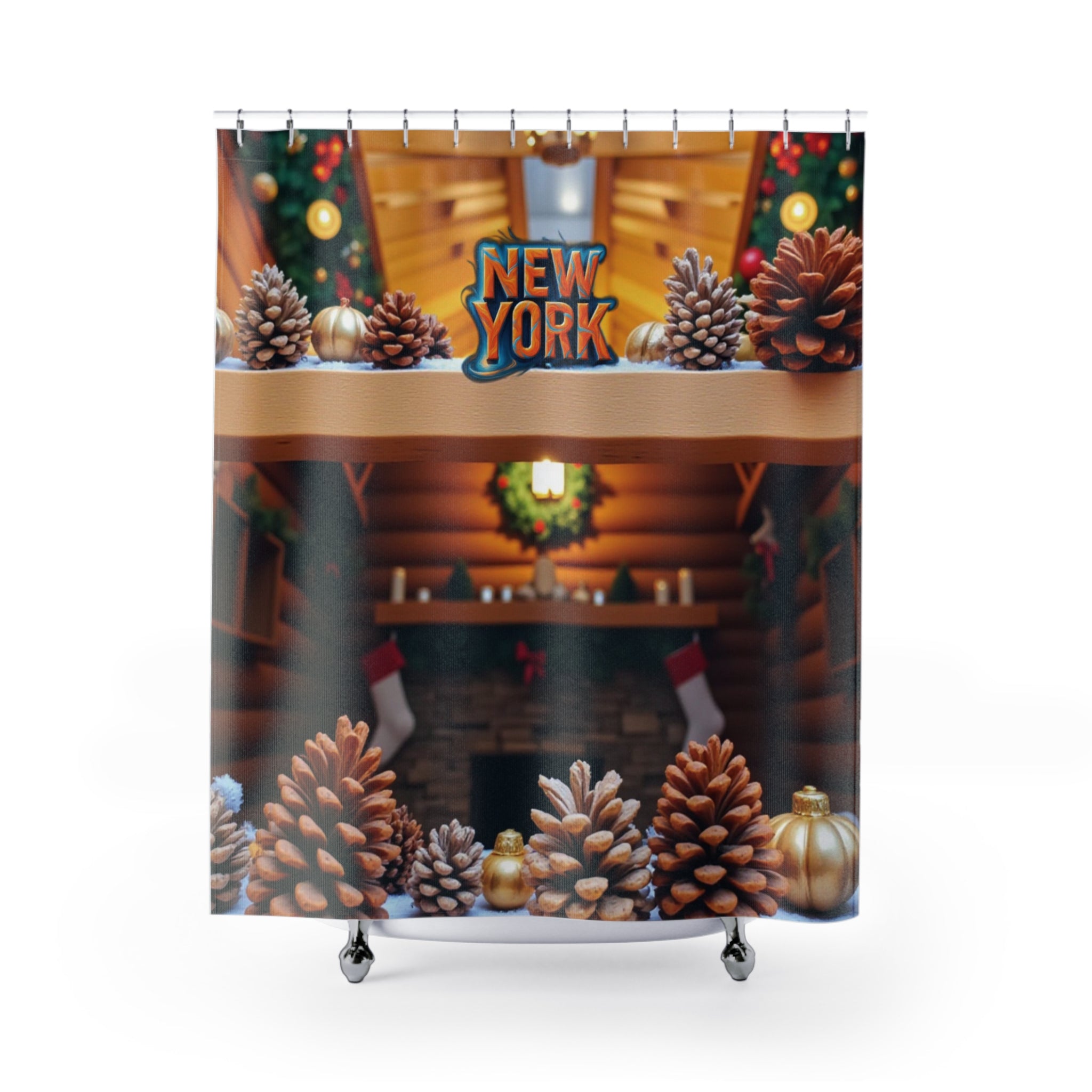 "Christmas in New York" Shower Curtain — Warm and Festive Atmosphere