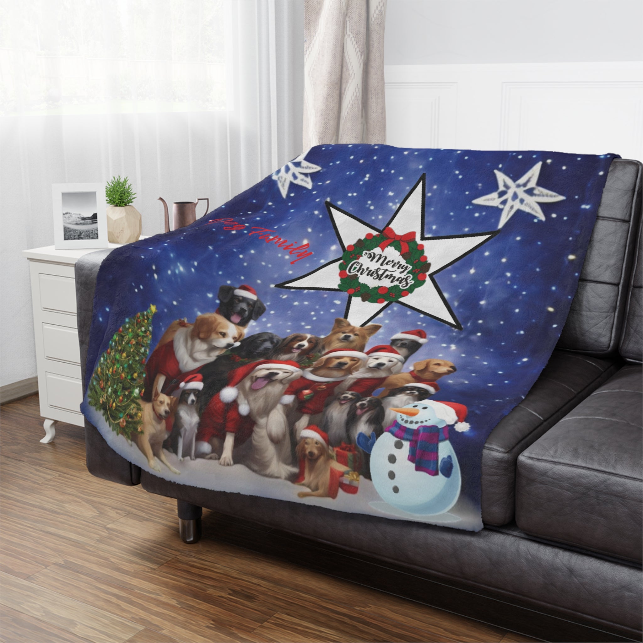 Microfiber Blanket - Cute Dogs Christmas Celebration