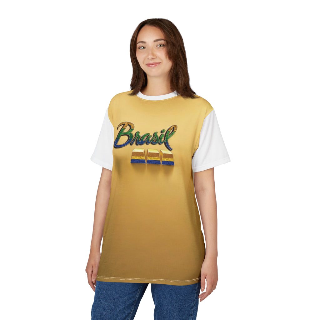 Camiseta unissex Brasil Cut & Sew - Estilo vibrante de verão para os amantes do Brasil