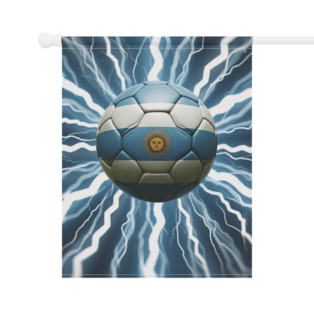 Soccer Lightning Garden Flag – Argentina Blue Ball Football House Banner