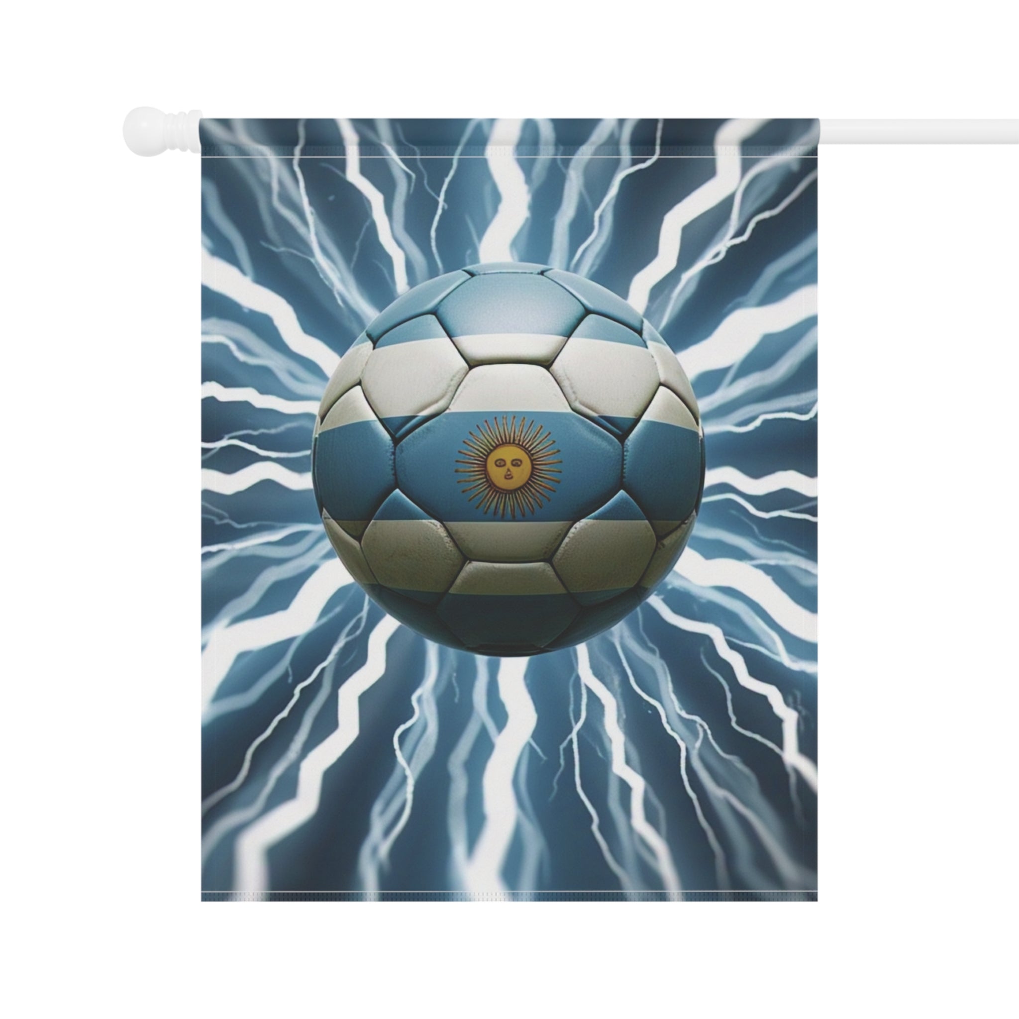 Soccer Lightning Garden Flag – Argentina Blue Ball Football House Banner