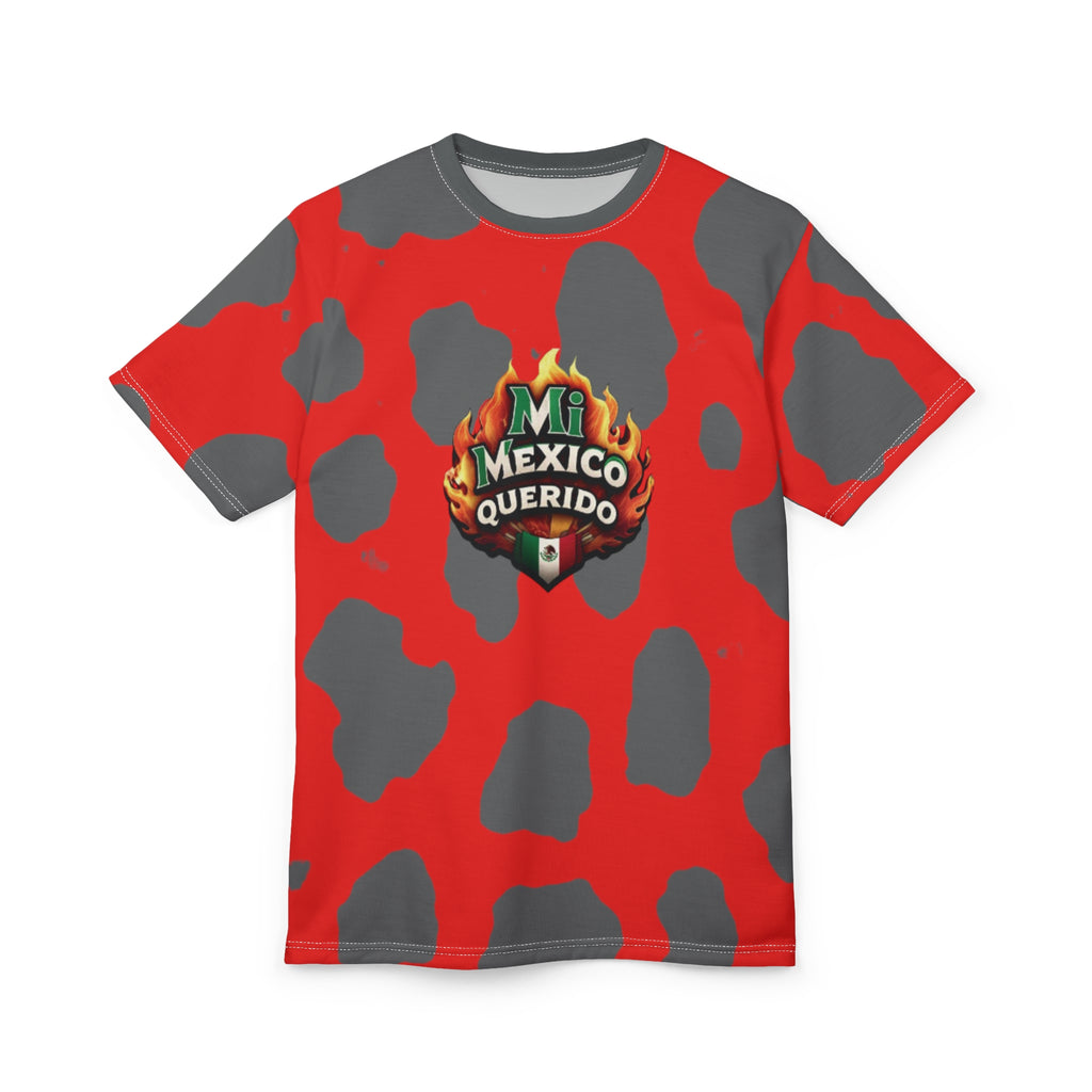 Camiseta unisex con gráfico de México ardiente: diseño vibrante con «Mi México Querido»
