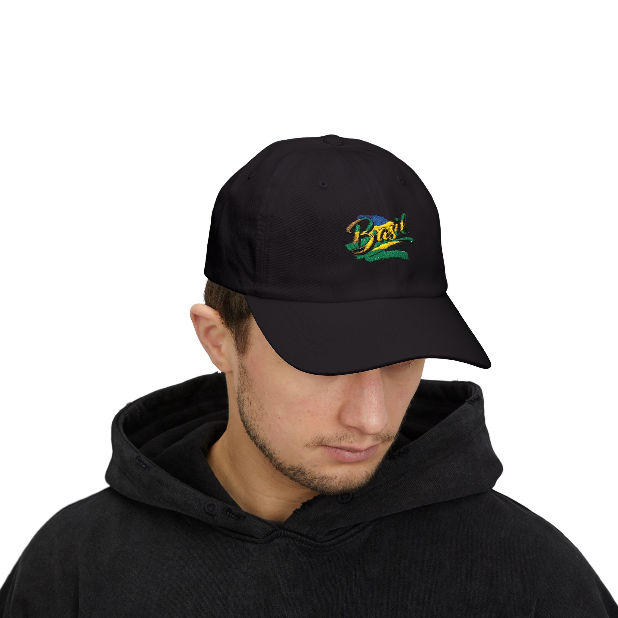 Boné clássico bordado - Boné branco Brasil para estilo casual