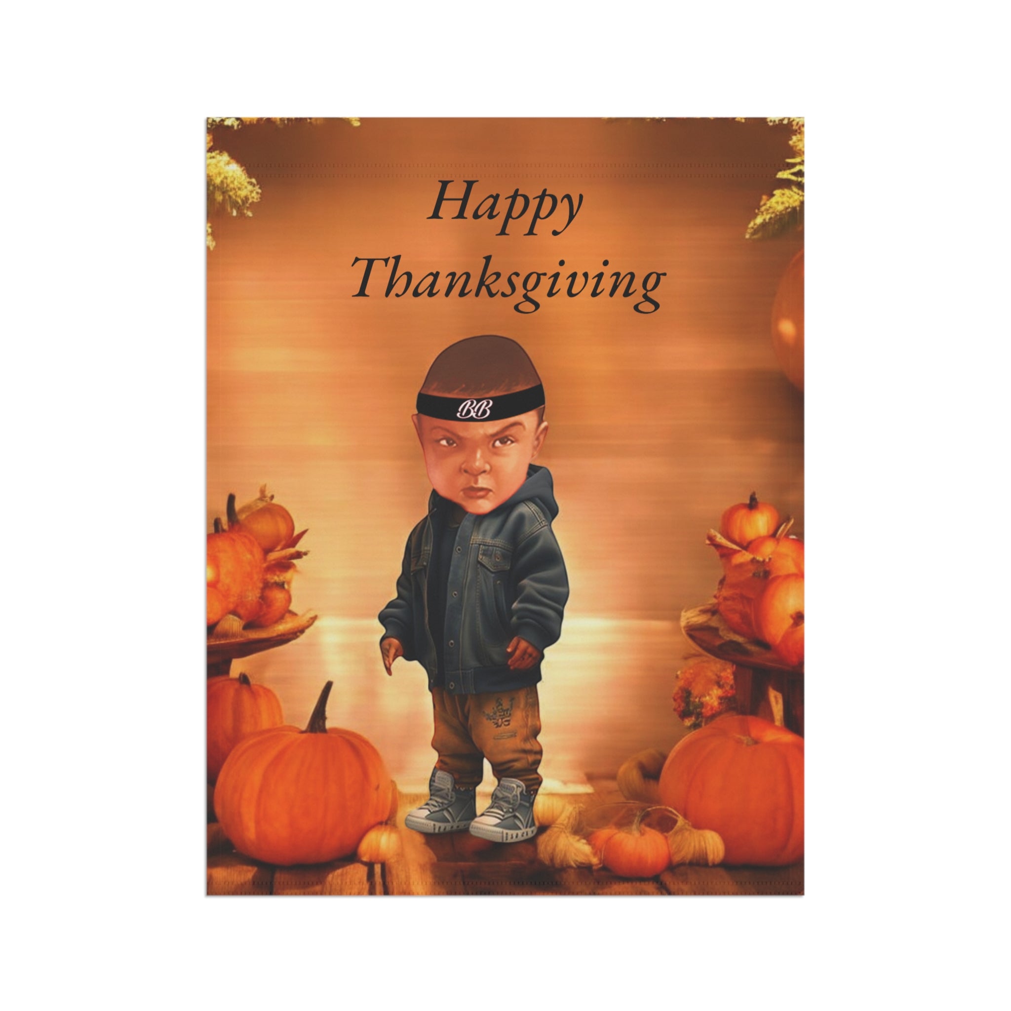 House Banner - Beautiful Welcome Sign for Garden and Home with Baby on Thanksgiving Day