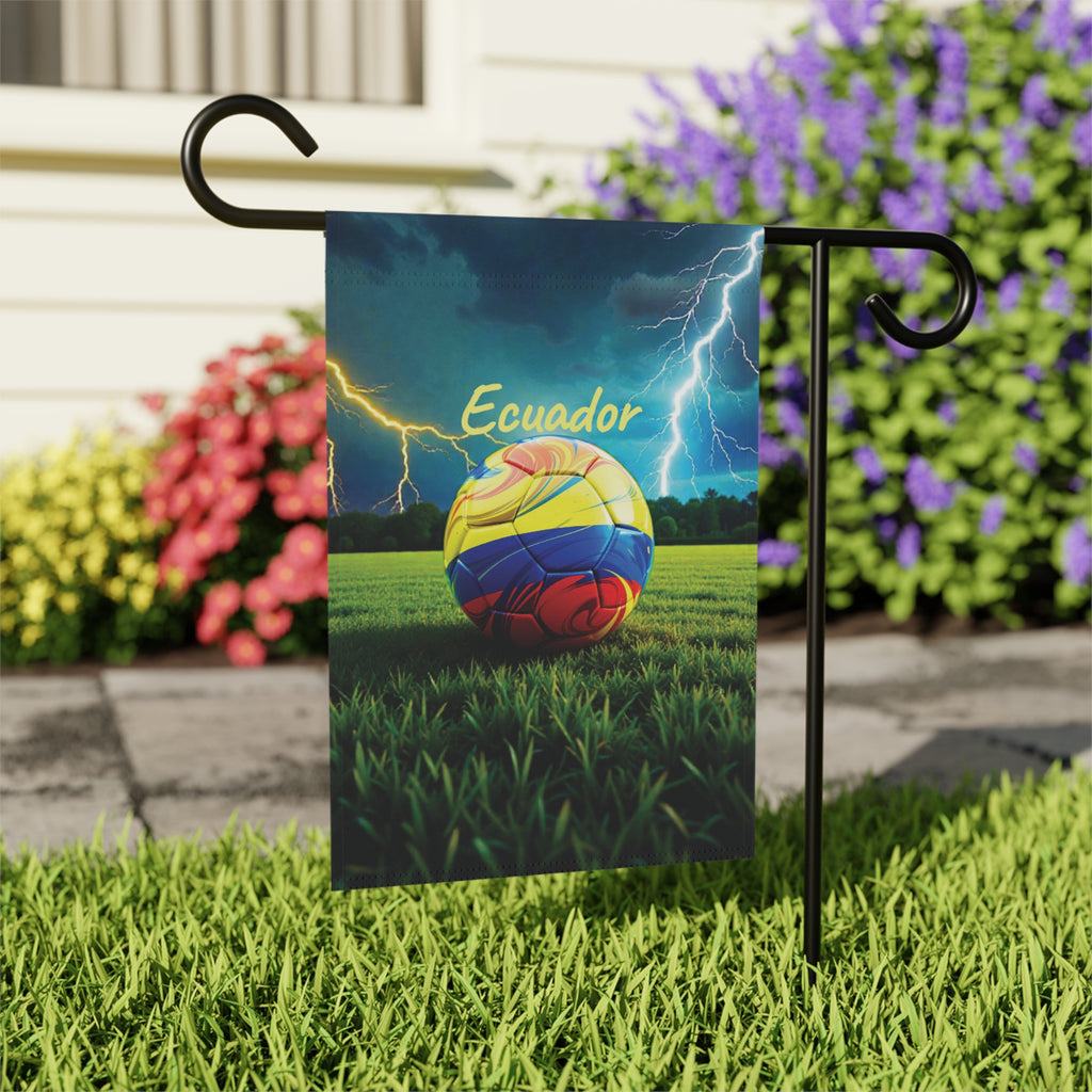 Ecuador Soccer Garden Flag — Lightning Storm Football Yard Banner