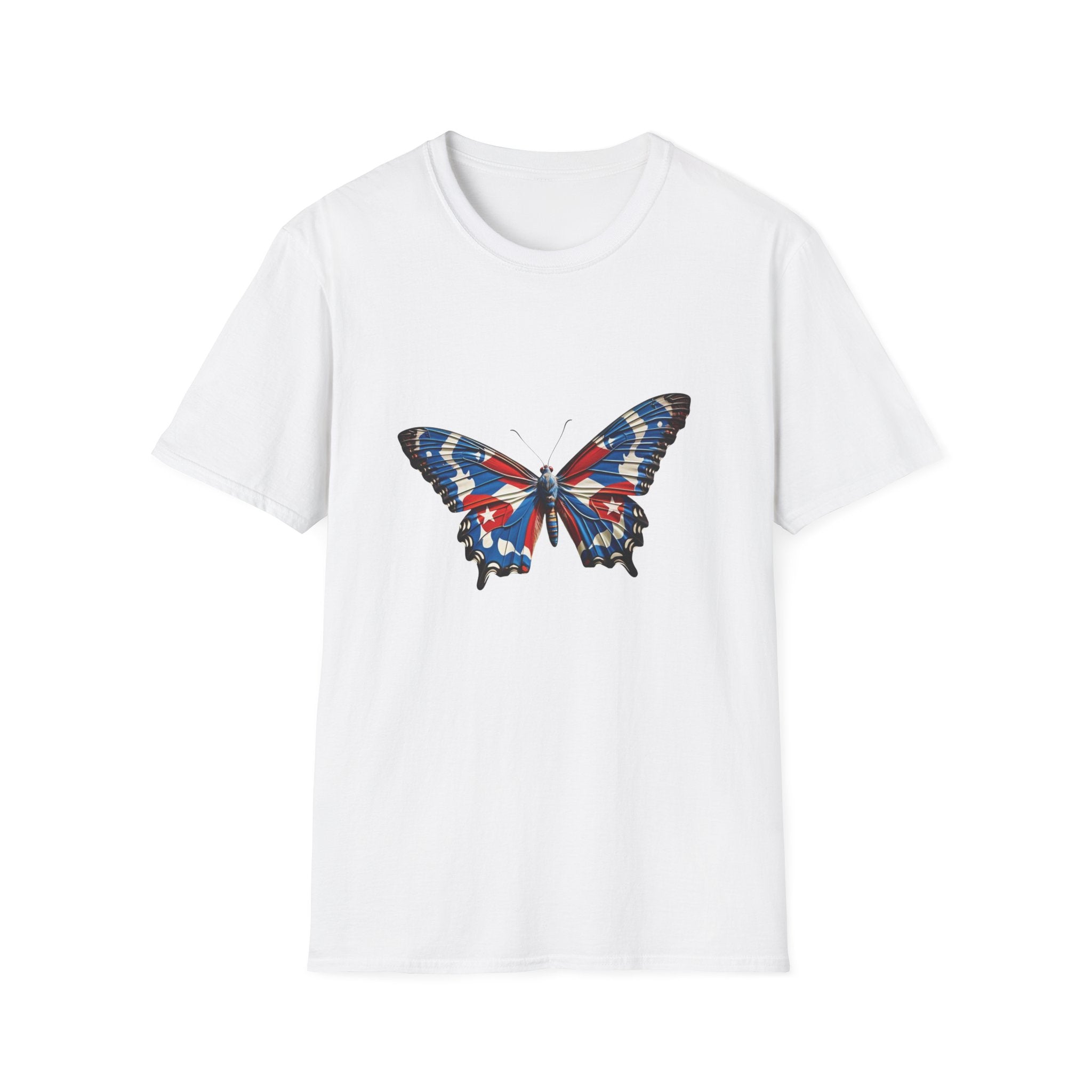 Camiseta con mariposa y bandera cubana