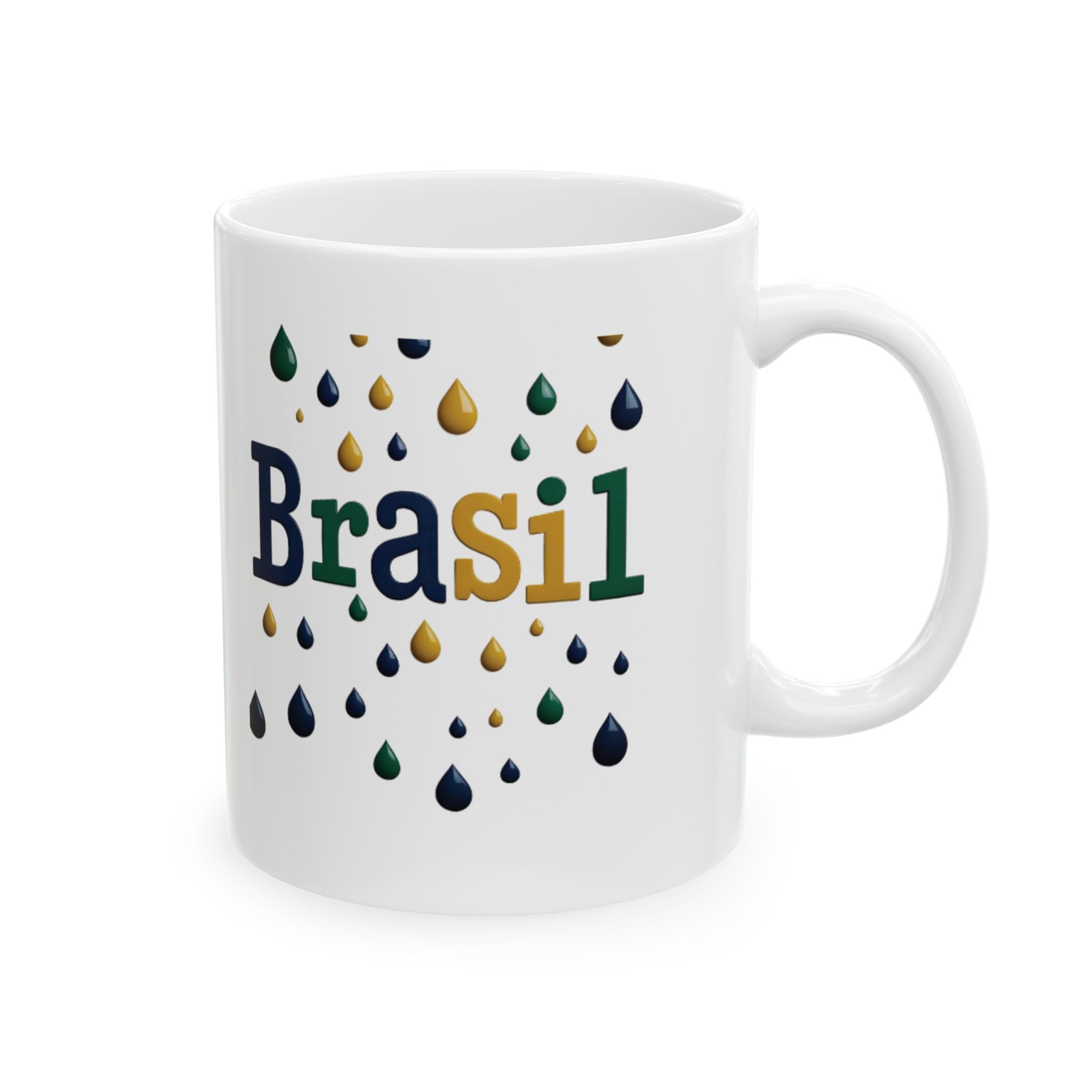 Caneca de cerâmica com gotas de chuva do Brasil - Presente perfeito para amantes de café