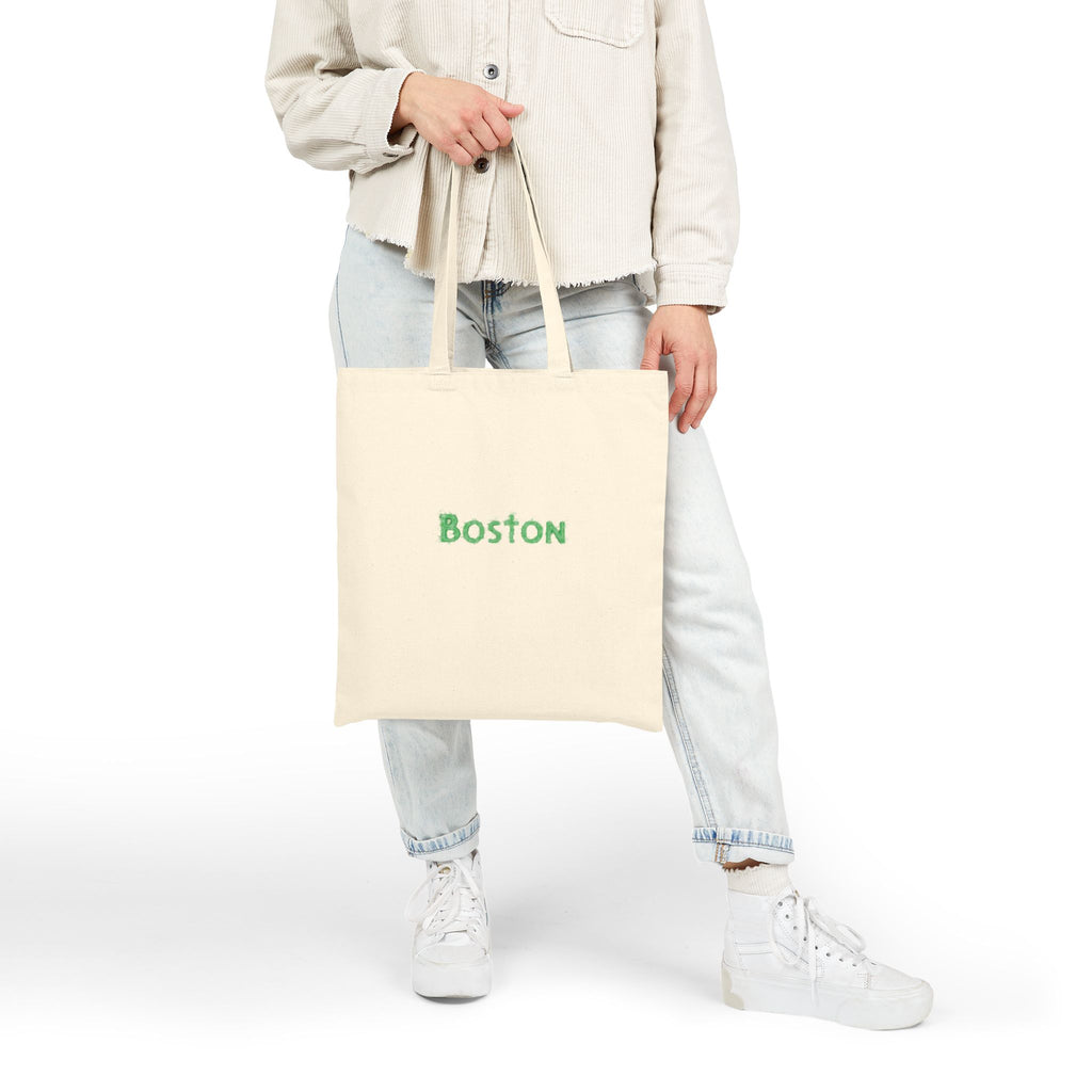 Boston Canvas Tote Bag — Green Embroidered City Market Tote