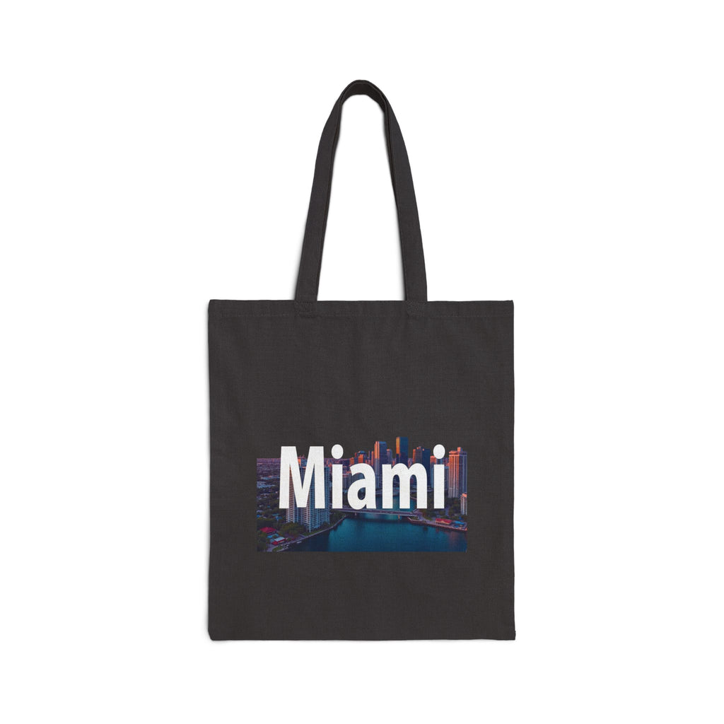 Miami Cityscape Tote Bag — Night Skyline Cotton Canvas Beach & Market Tote