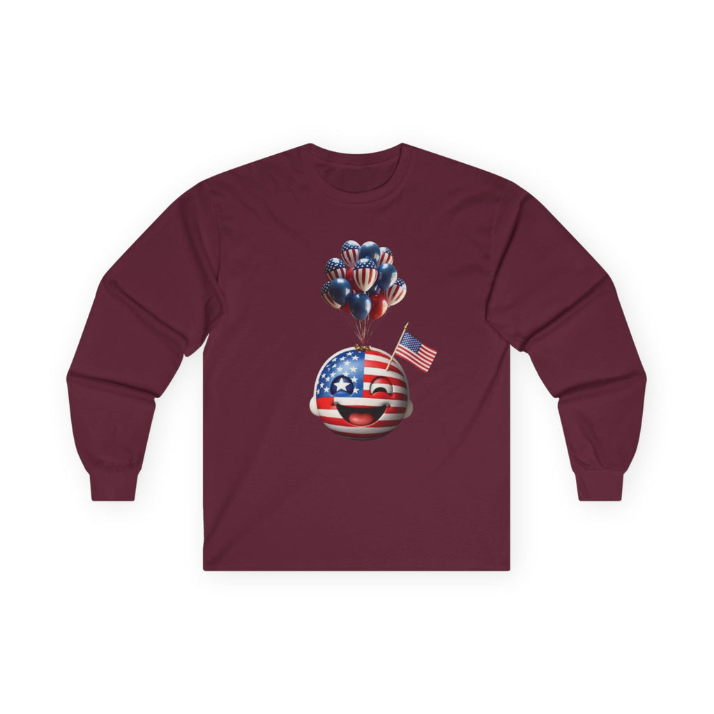 Patriotic Balloons Long Sleeve Tee - Celebrating Freedom & Fun