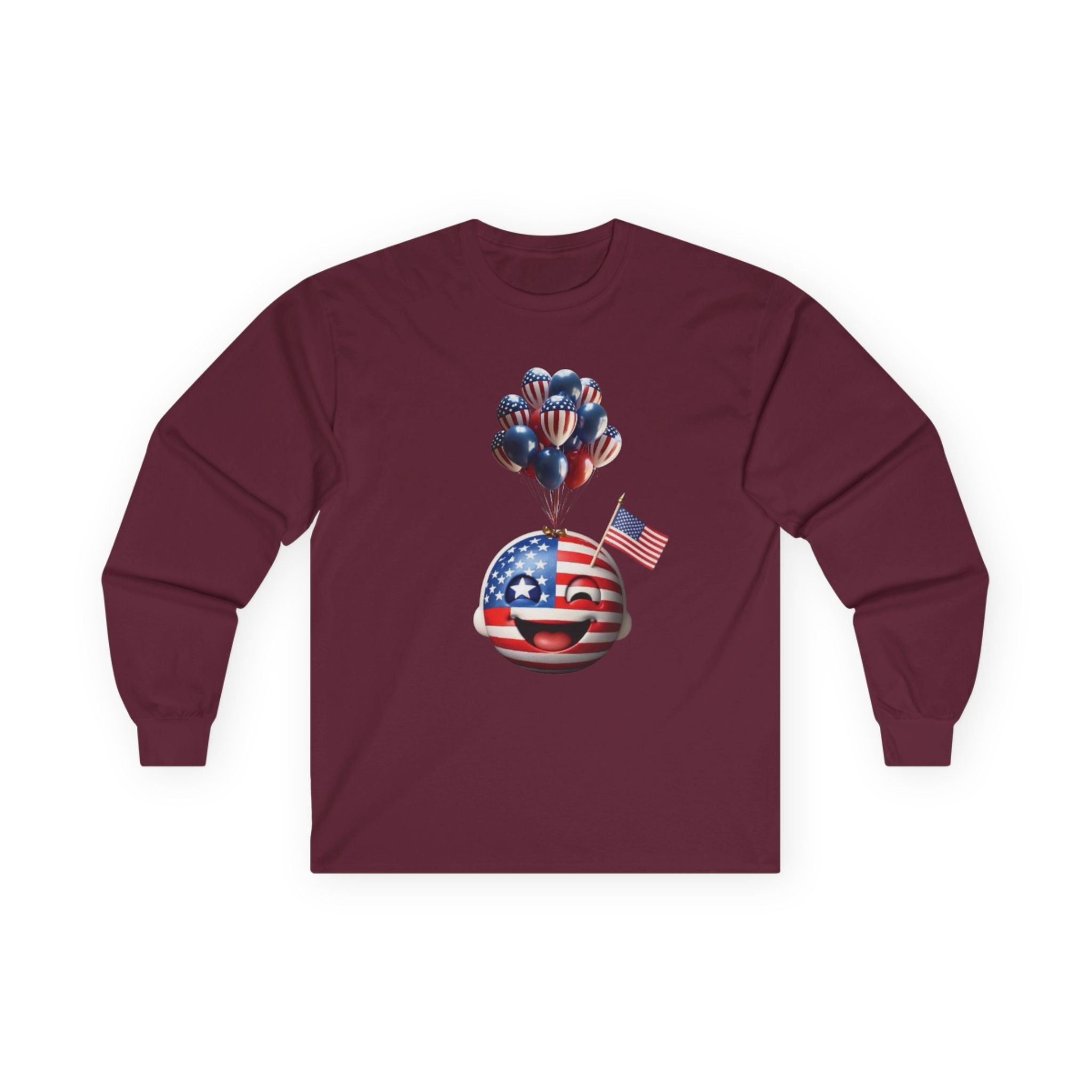 Patriotic Balloons Long Sleeve Tee - Celebrating Freedom & Fun