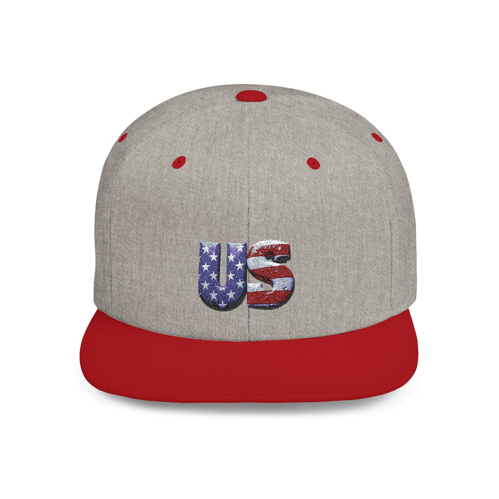 Patriotic Flat Bill Snapback Hat - 'US' Design