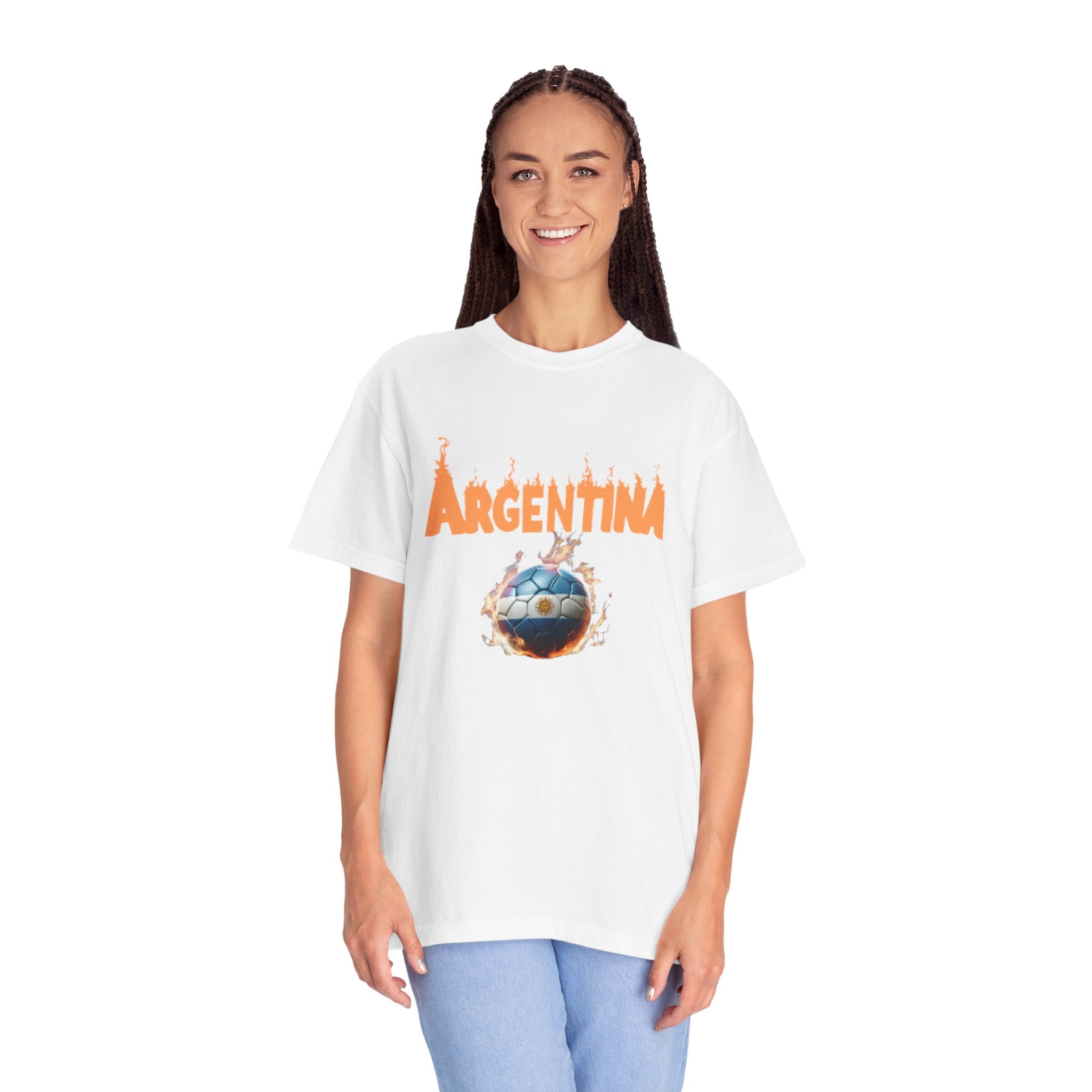 Argentina Fire Football T-Shirt - Unisex Vintage Style