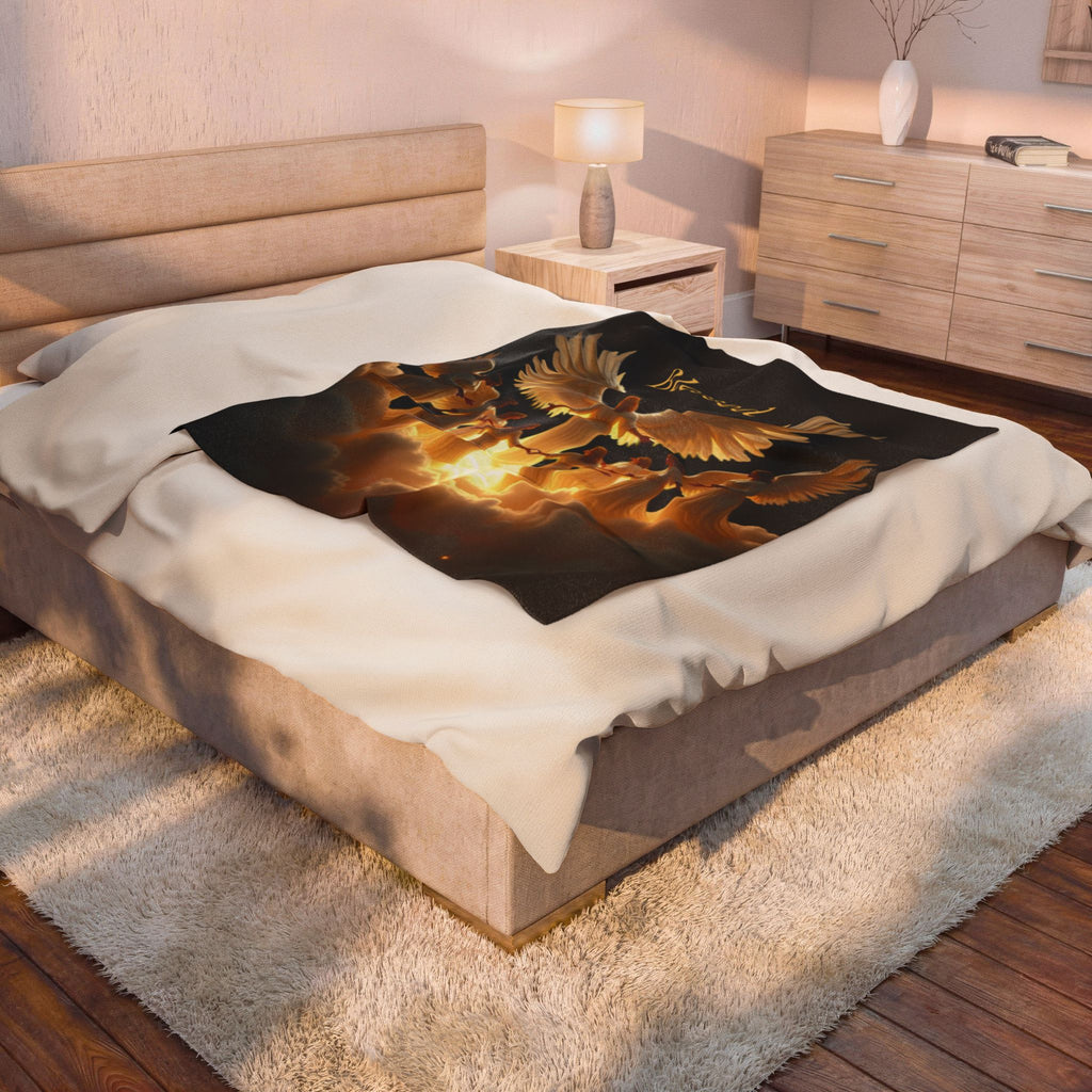 Blessed Angels Velveteen Plush Blanket - Cozy Comfort for Spiritual Moments