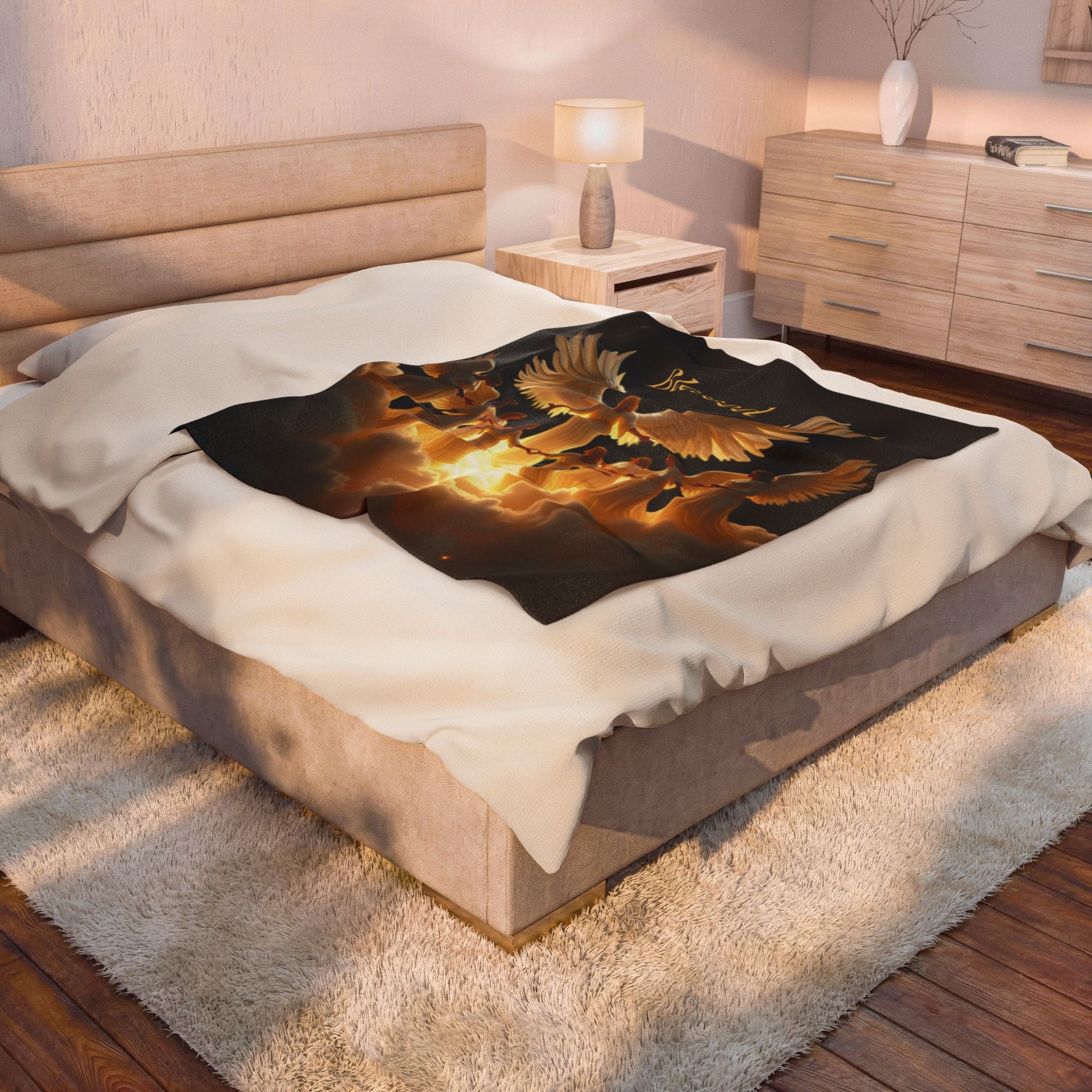 Blessed Angels Velveteen Plush Blanket - Cozy Comfort for Spiritual Moments