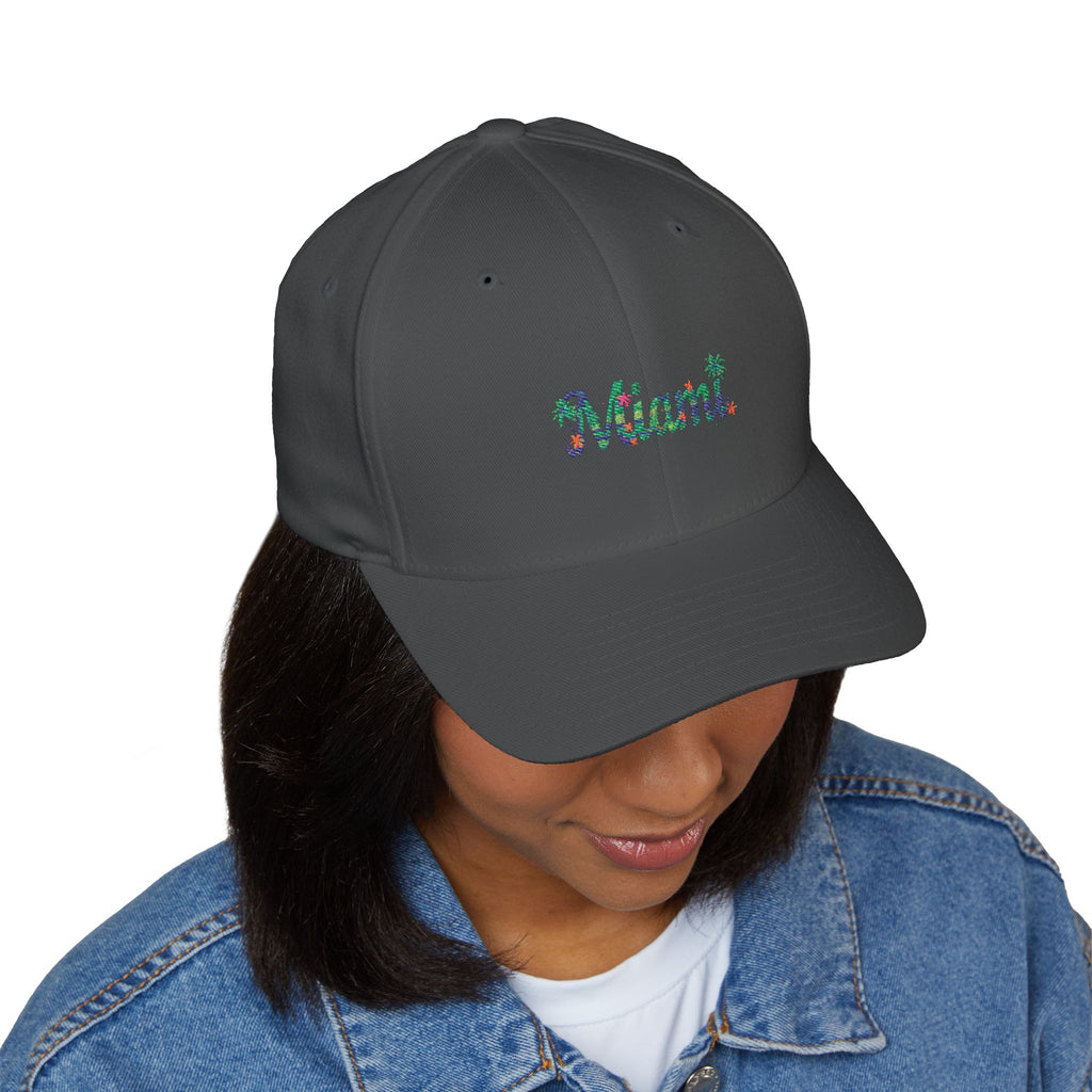 Miami Tropical Floral Embroidered Cap