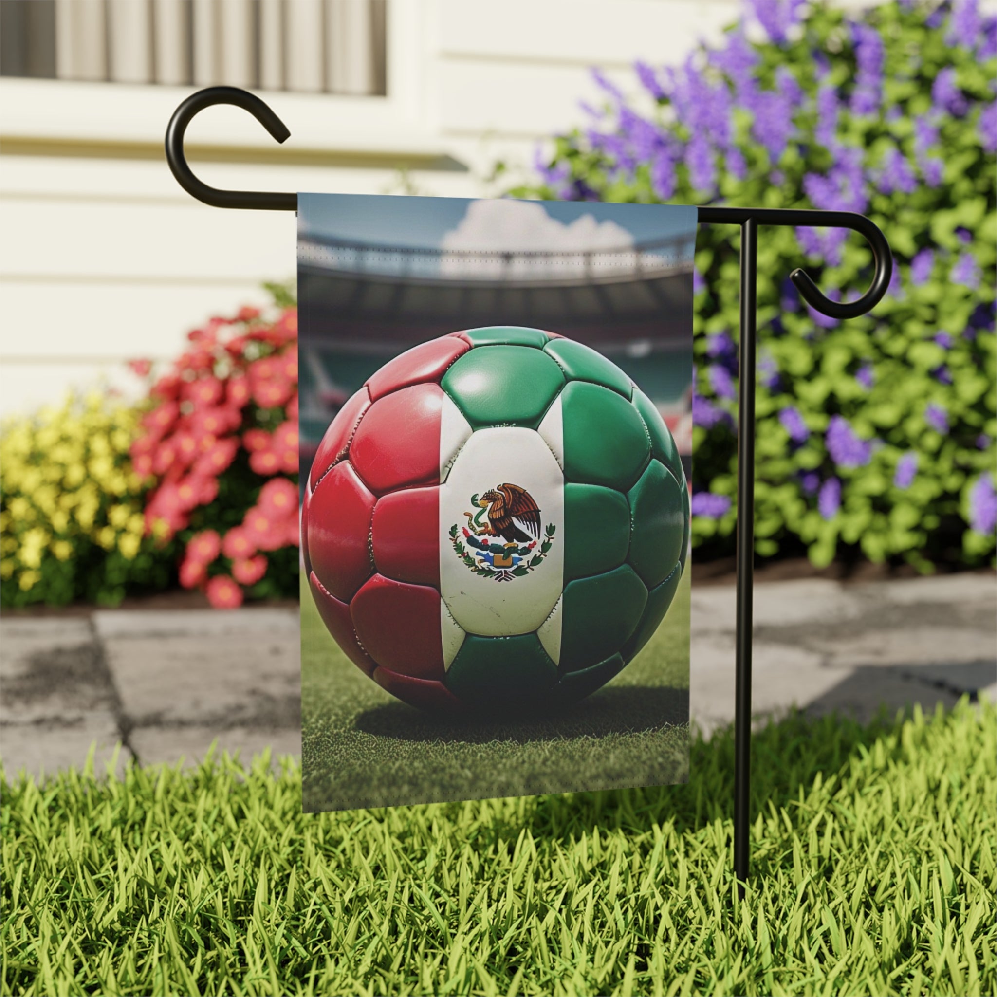 Mexico Soccer Ball Garden Flag - Mexican Football Stadium House Banner