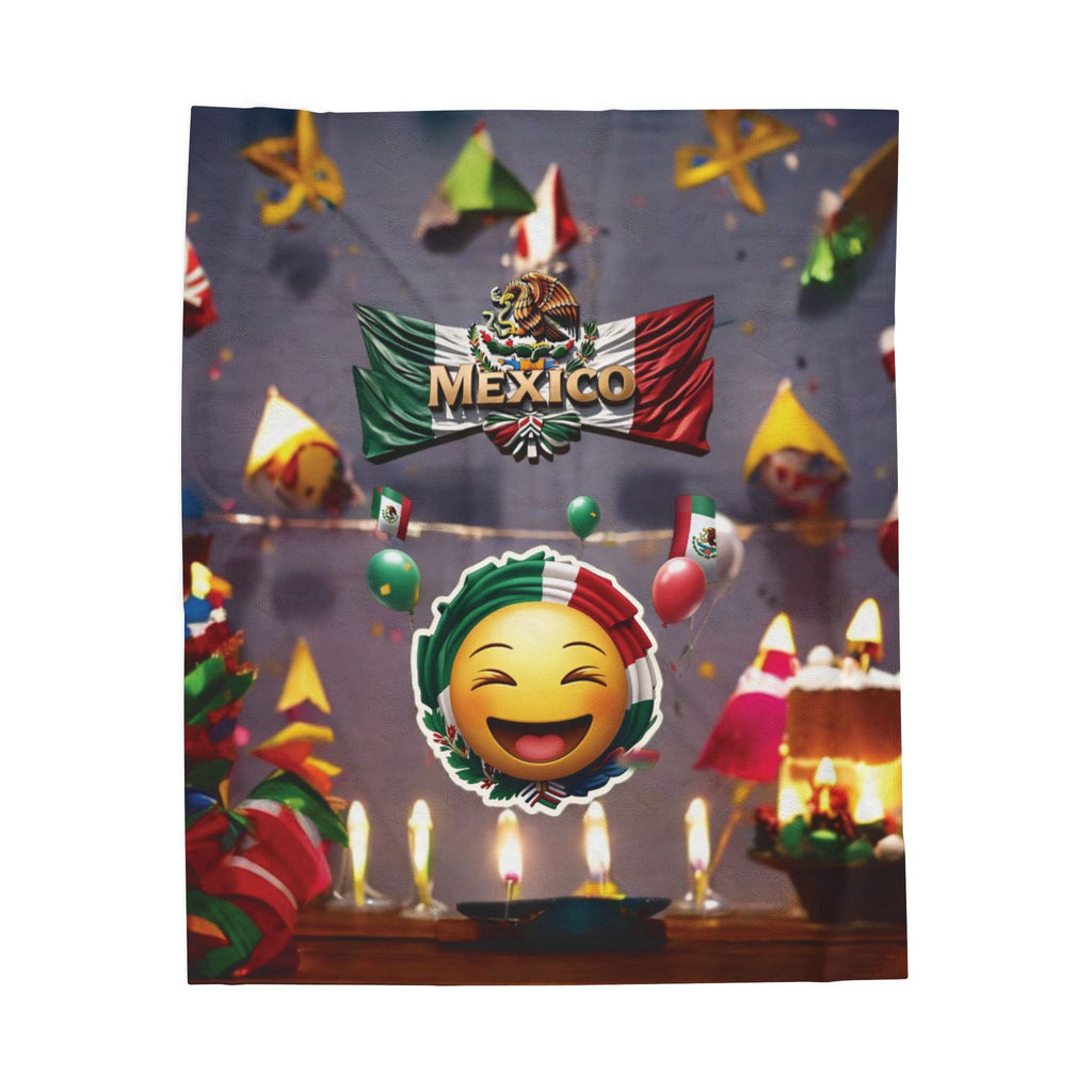 Manta de terciopelo con temática mexicana: diseño festivo para reuniones y festividades acogedoras