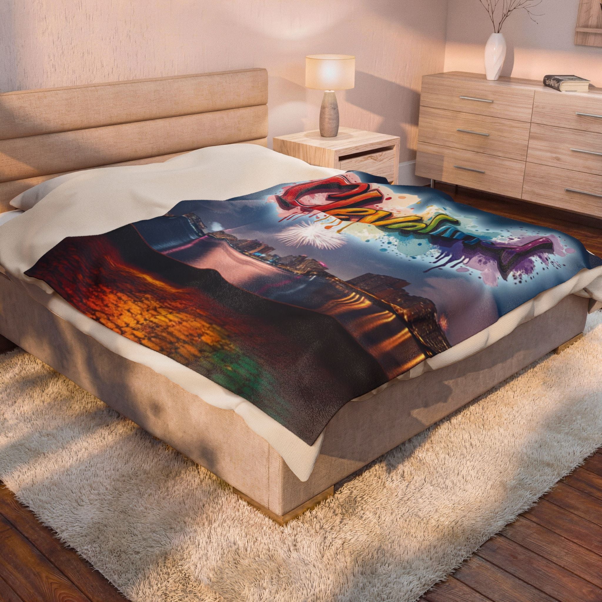 Cleveland Colorful Velveteen Plush Blanket