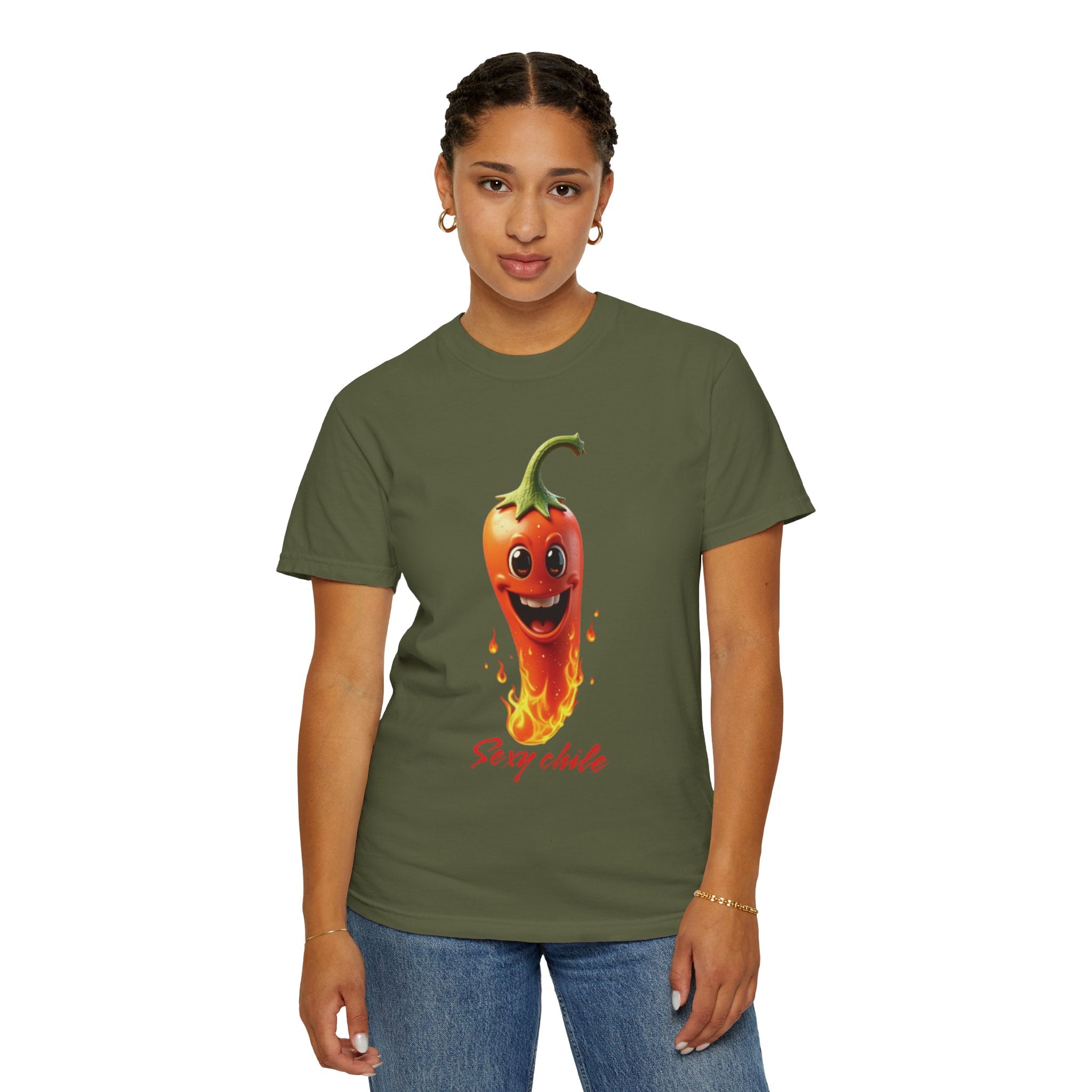 Funny unisex tie-dyed t-shirt with the phrase "Sexy Chile"