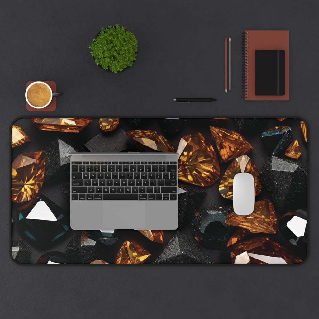 Desk Mat - Black and Gold Diamond Design - Ideal Gift