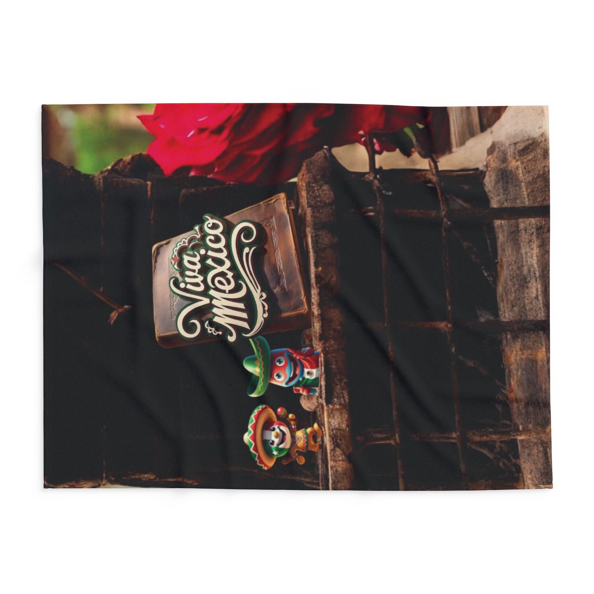 Viva Mexico Arctic Fleece Blanket: Cozy blanket with a colorful Mexican design