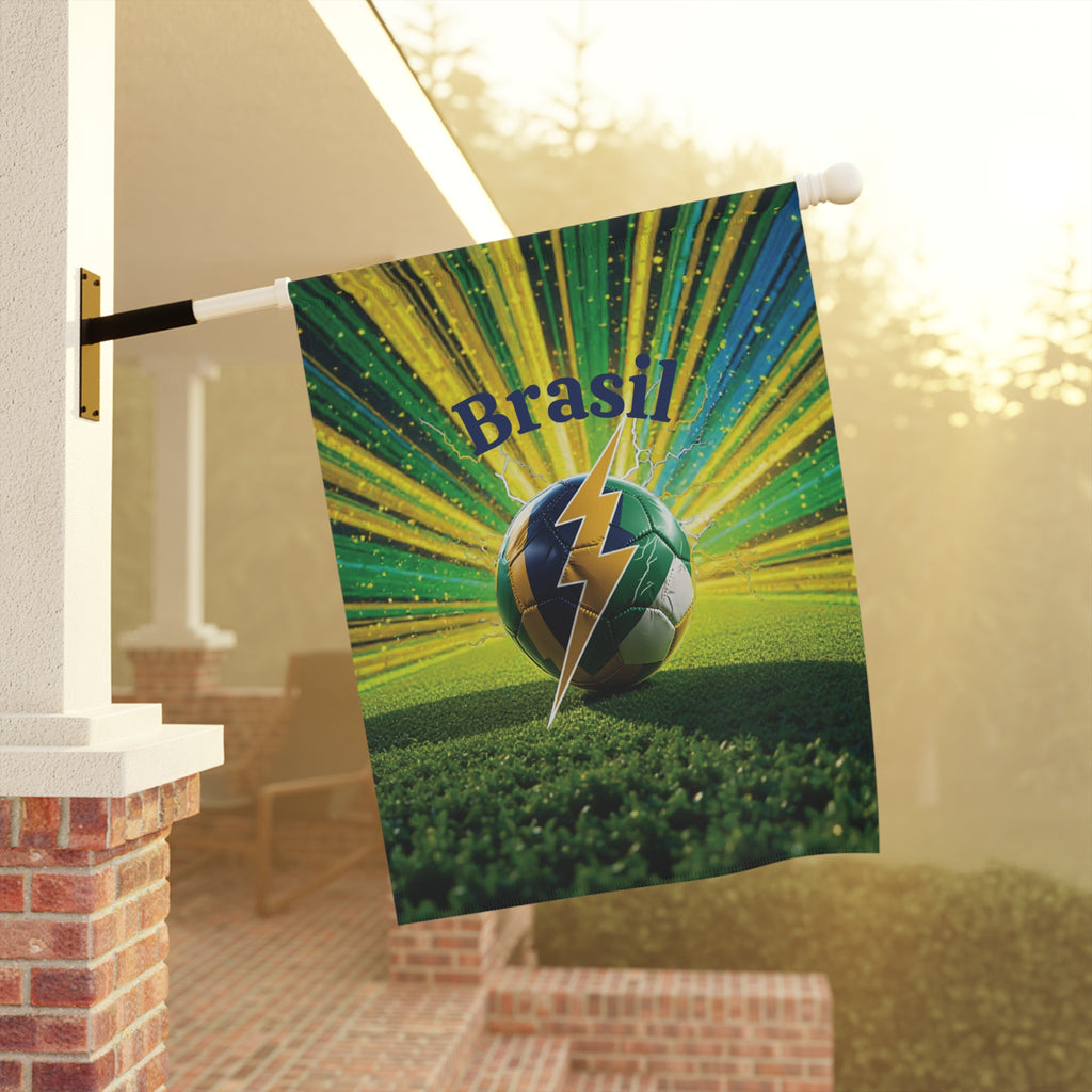 Brazil Soccer Garden Flag — Brasil Football Lightning Ball House Banner