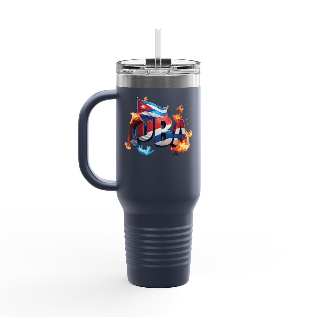 Taza de viaje térmica de 40 oz - Diseño estilo cubano con pajita