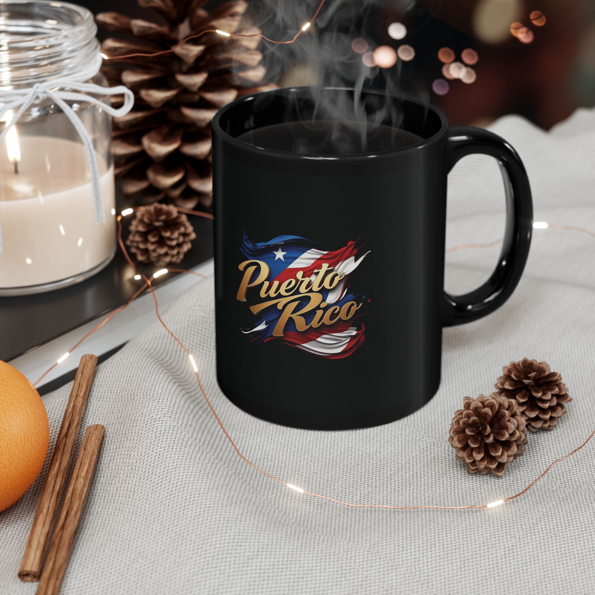 Taza negra Orgullo de Puerto Rico - 11 oz y 15 oz